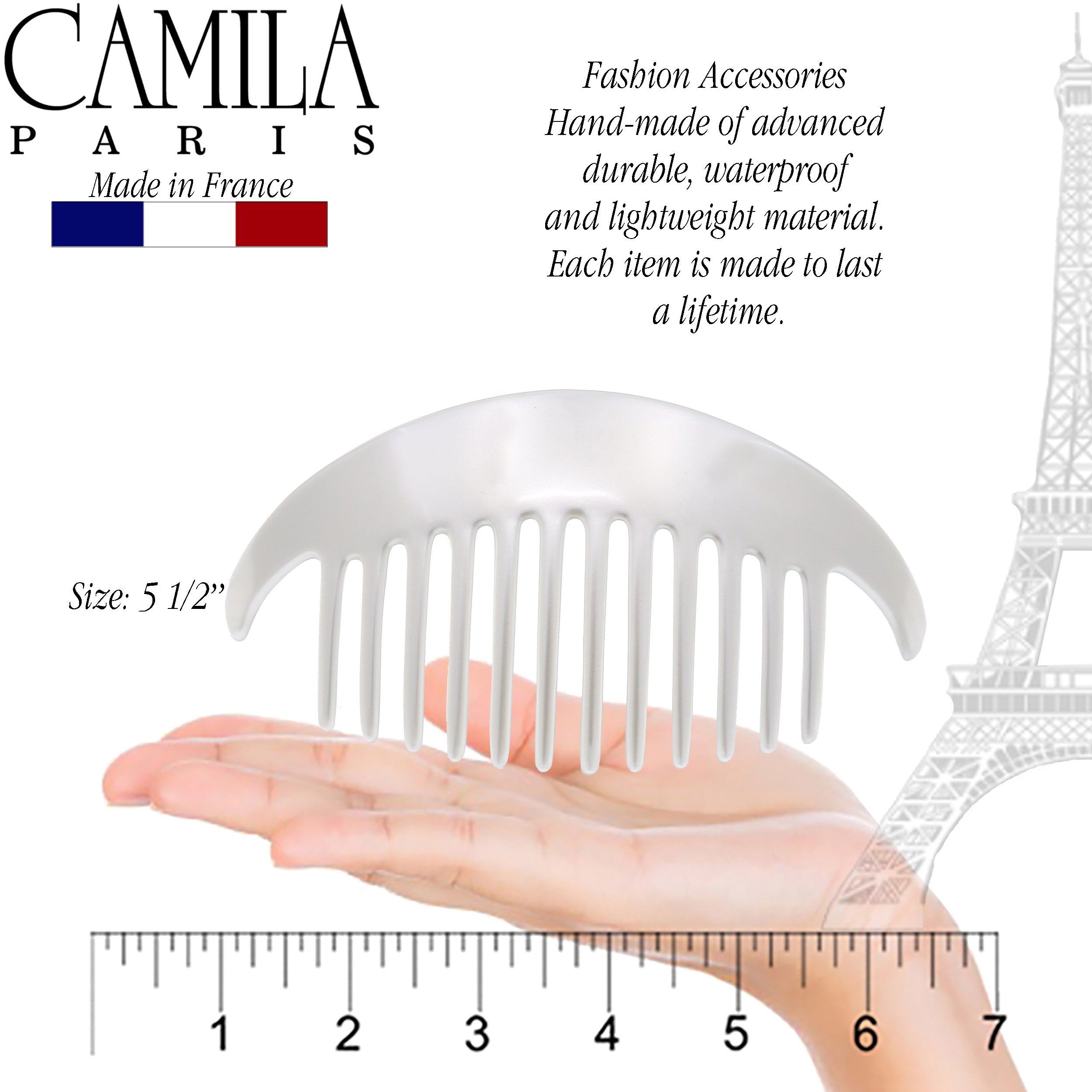 Camila Paris Beige Detangling French side comb cellulose acetate