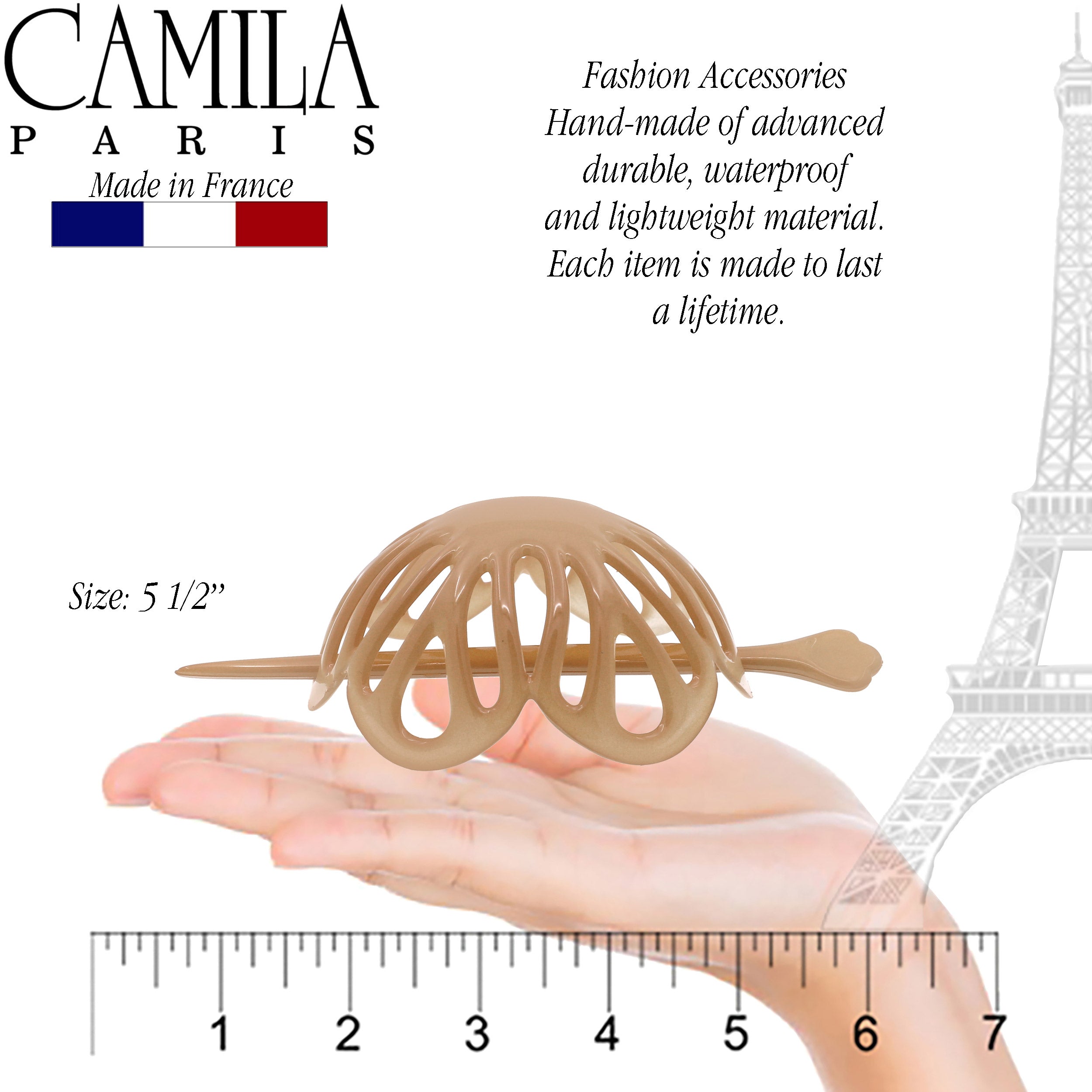 Camila Paris Pink French bun holder cellulose acetate