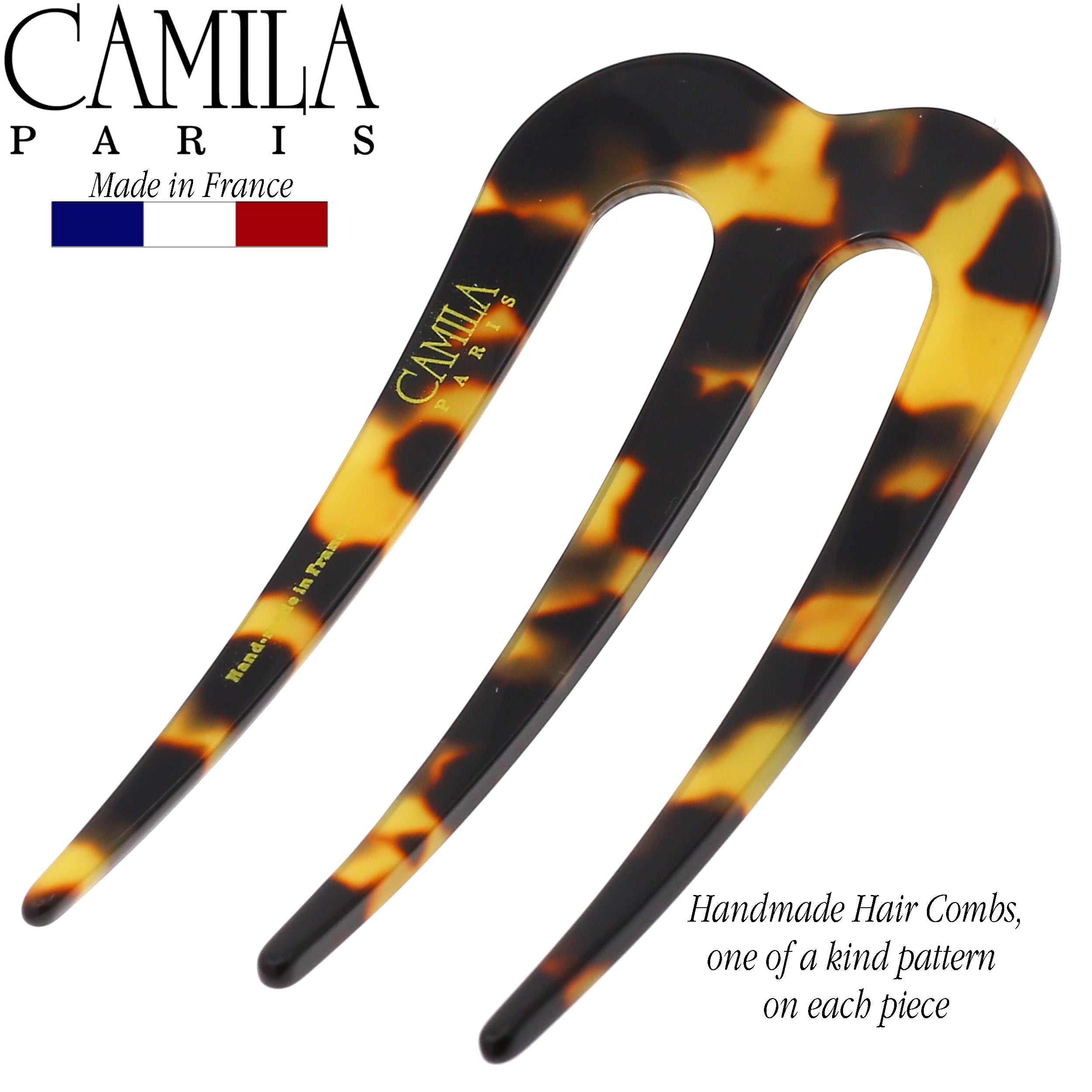 Camila Paris Mustard 3 inch French hair stick cellulose acetate