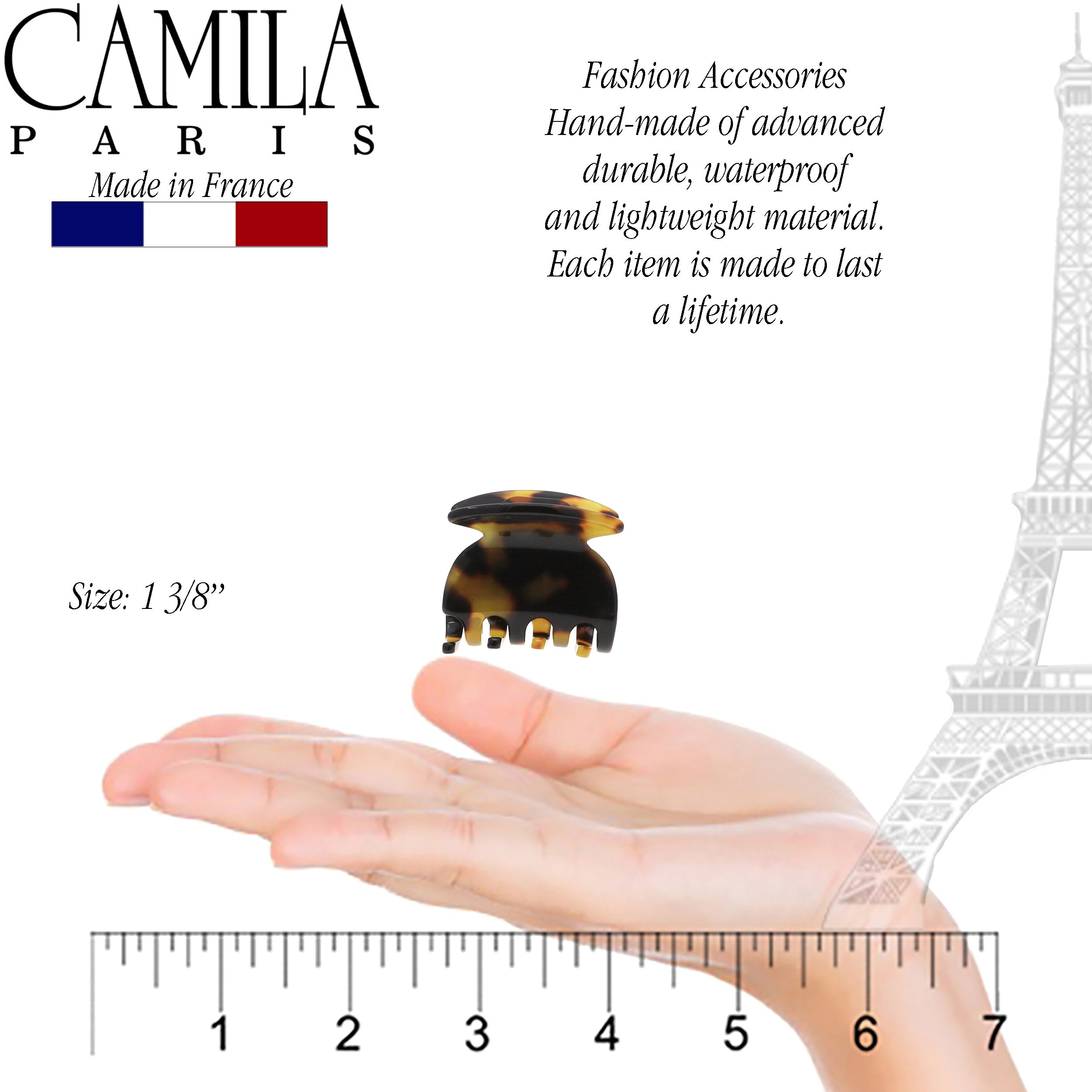 Camila Paris Onyx Spring Covered French hair clip cellulose acetate handmade