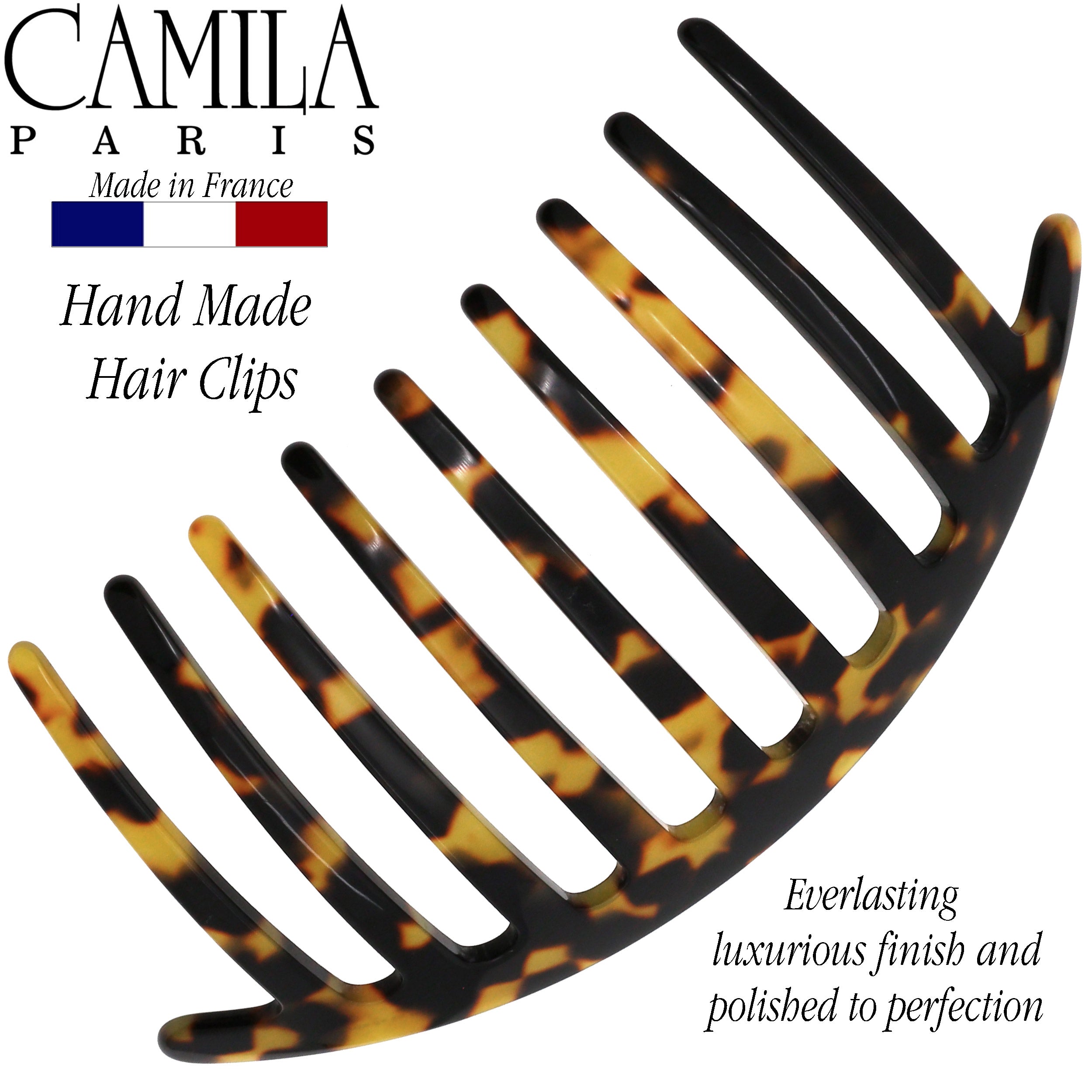 Camila Paris 7 Teeth Detangling French side comb cellulose acetate handmade