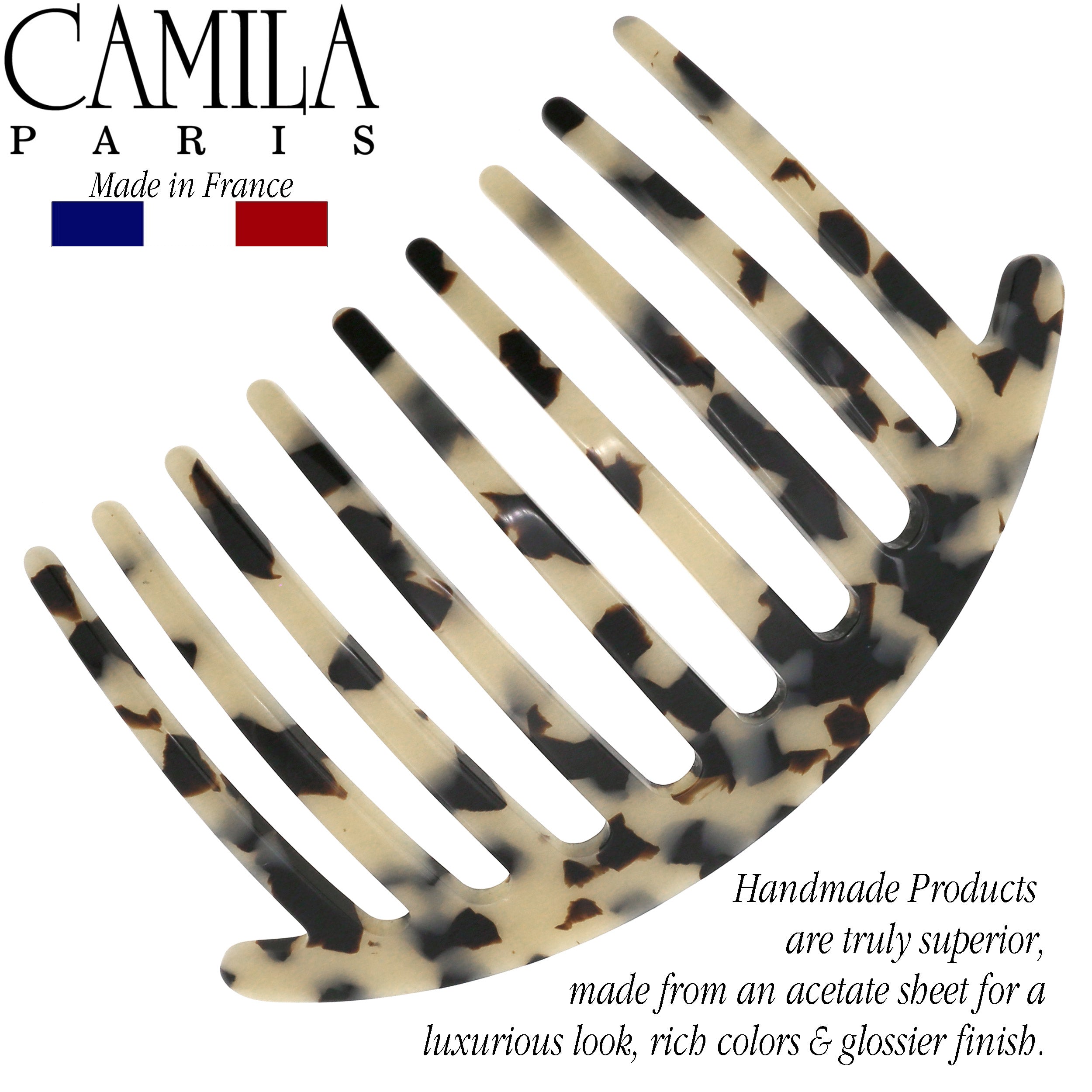 Camila Paris Detangling French side comb cellulose acetate handmade