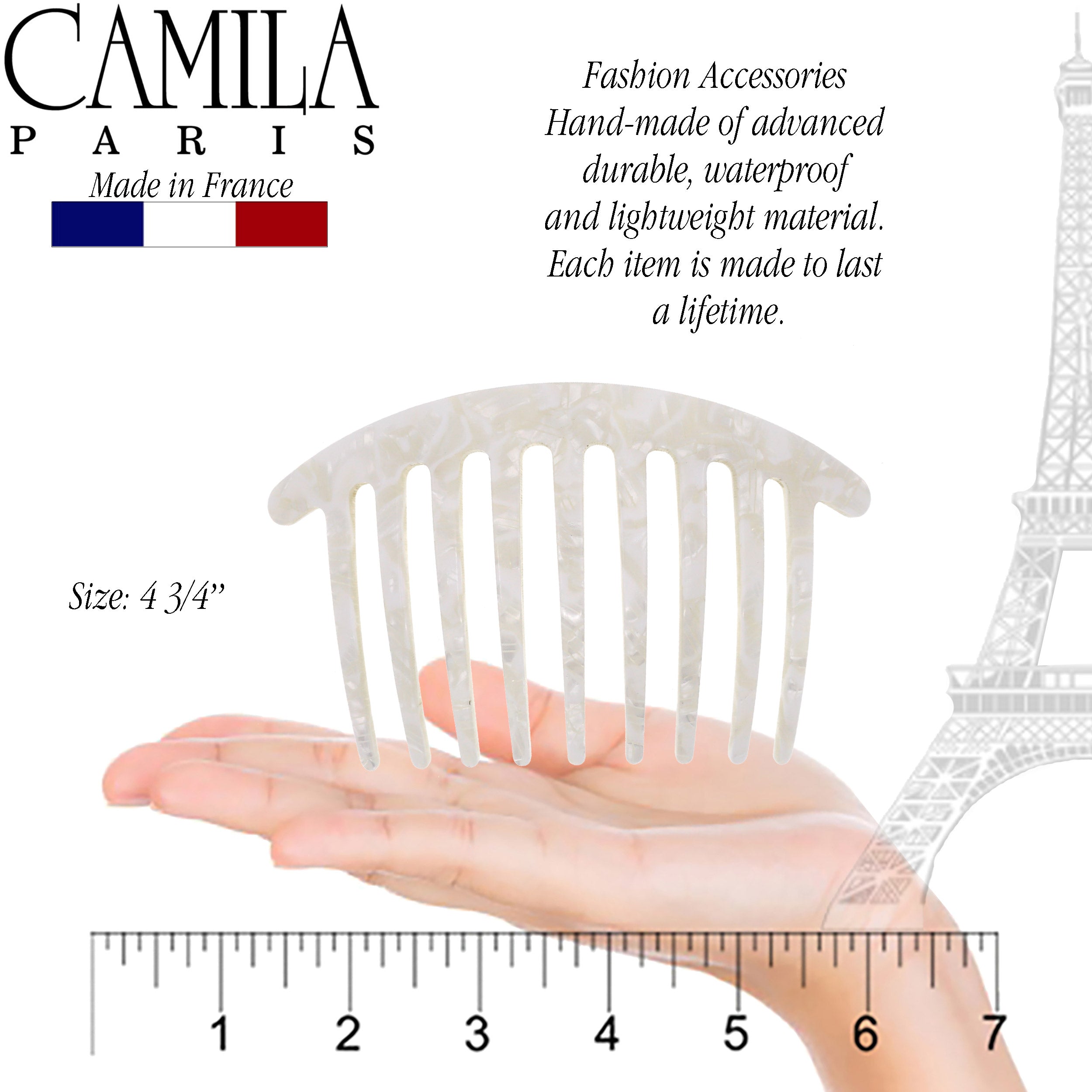 Camila Paris 9 Teeth Detangling French side comb cellulose acetate handmade