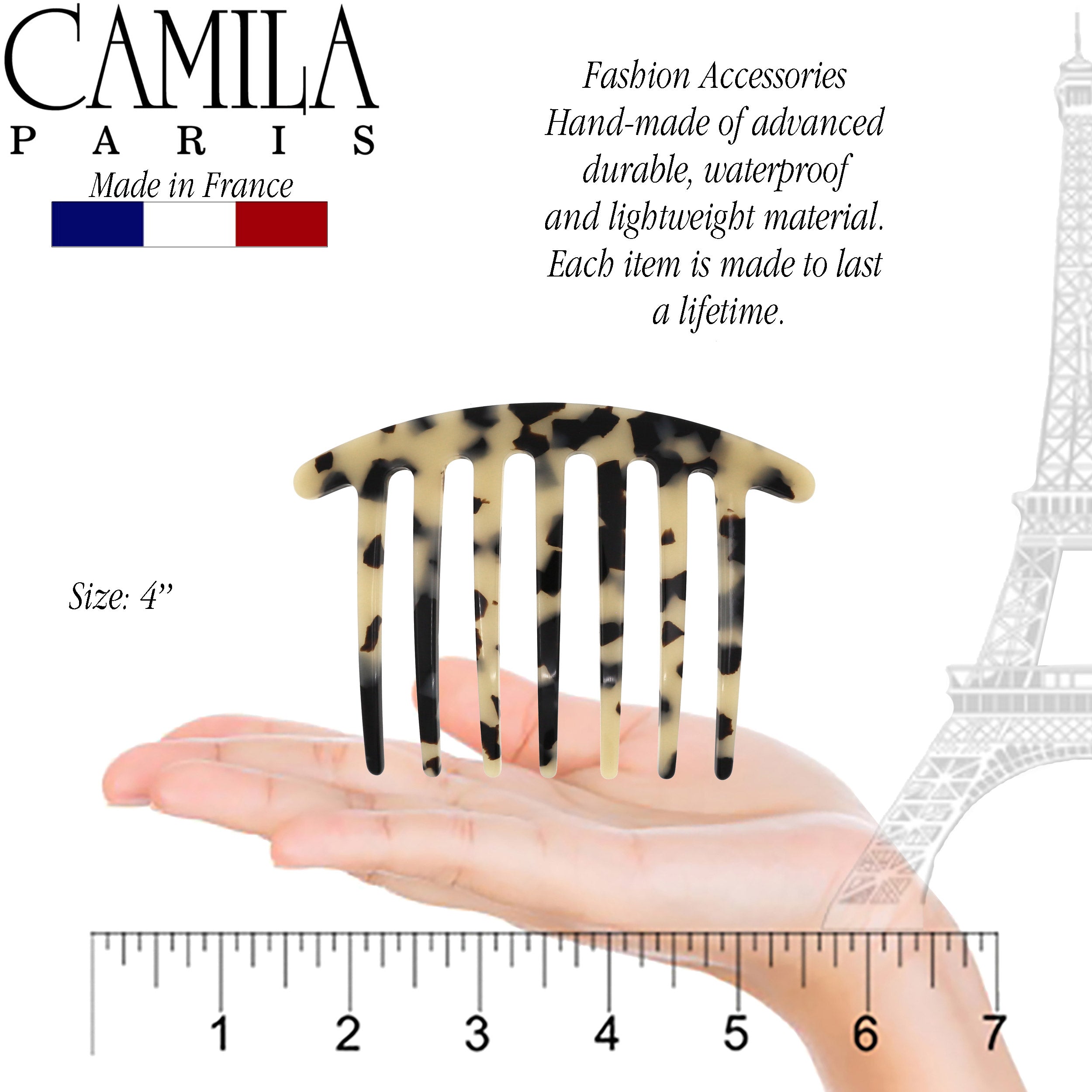 Camila Paris Detangling French side comb cellulose acetate handmade
