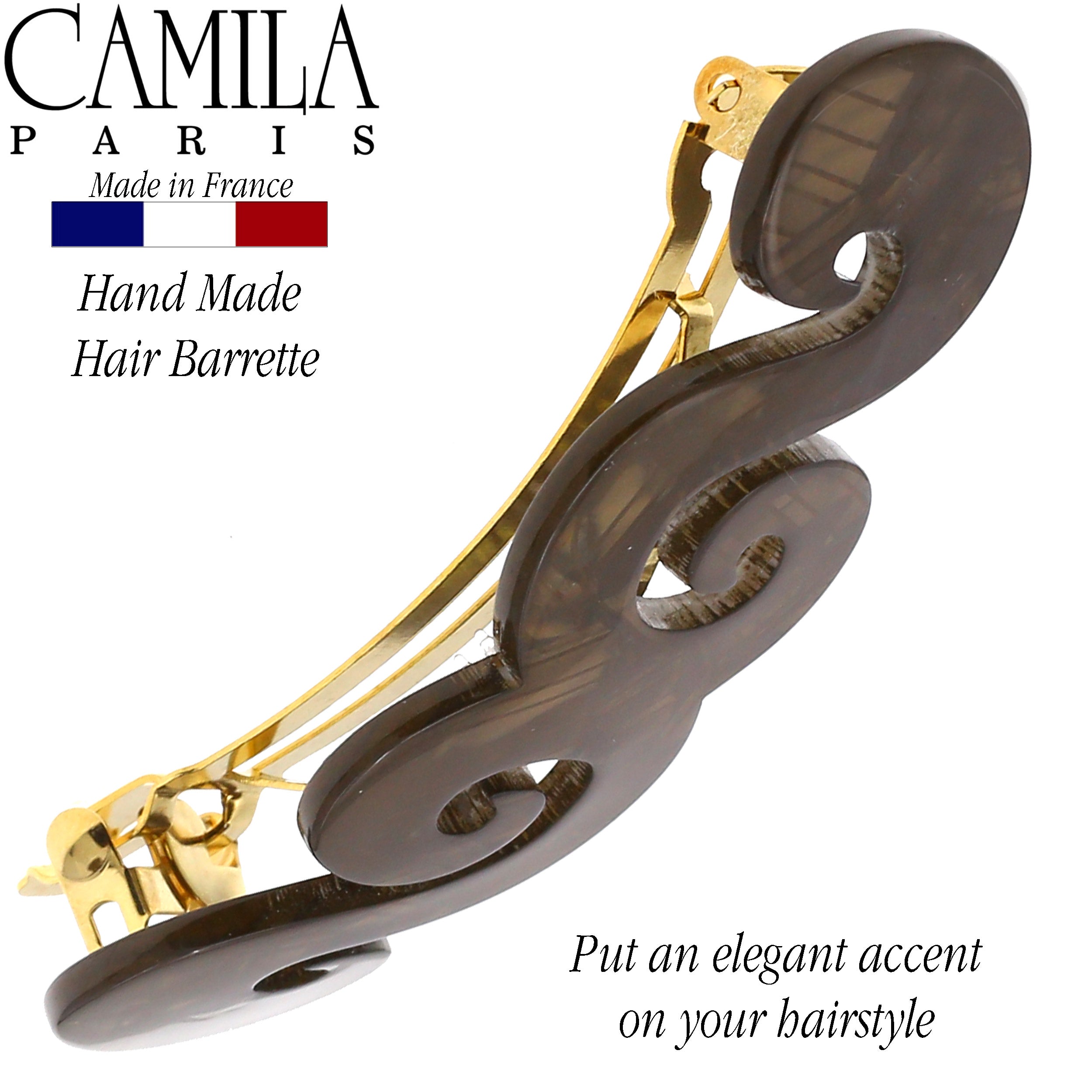 Camila Paris Mustard French barrette cellulose acetate handmade