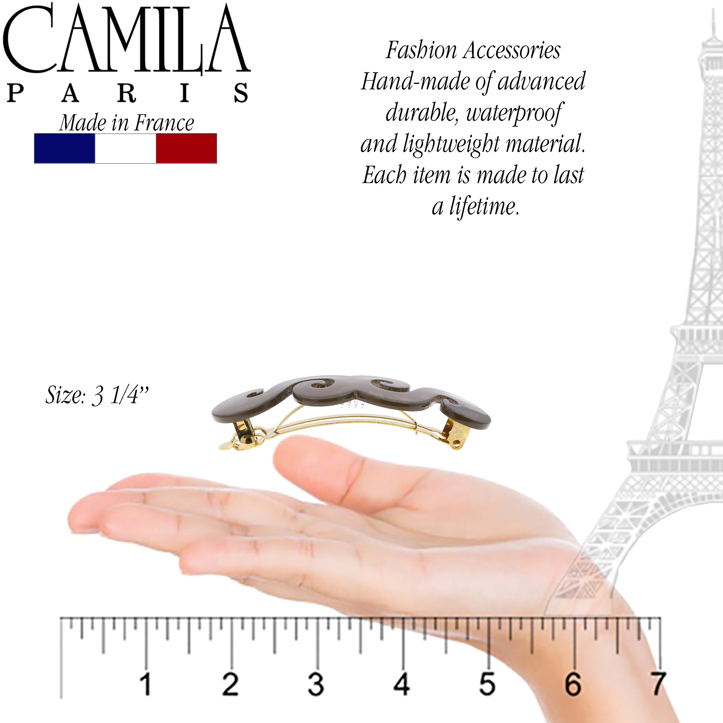 Camila Paris Brown French barrette cellulose acetate handmade