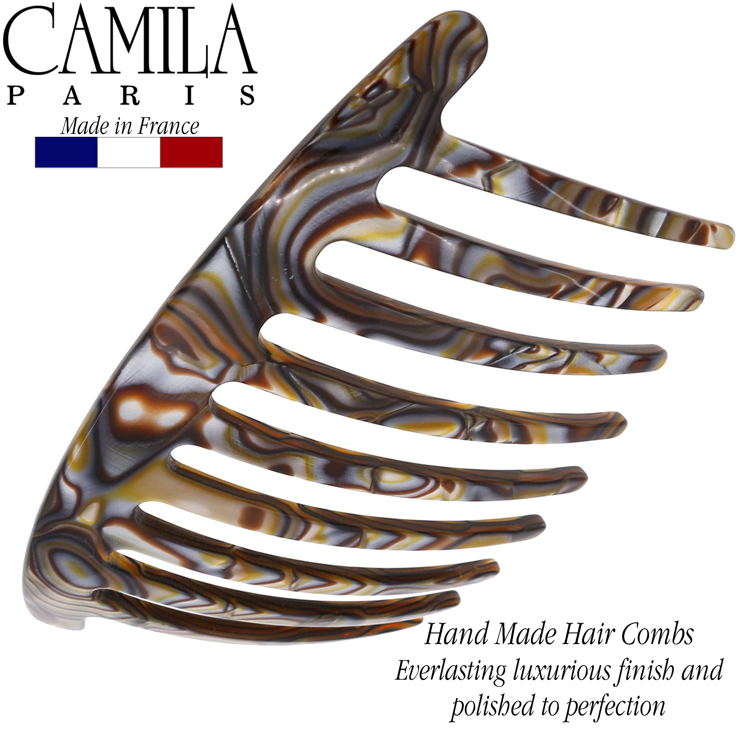 Camila Paris Detangling French side comb cellulose acetate handmade