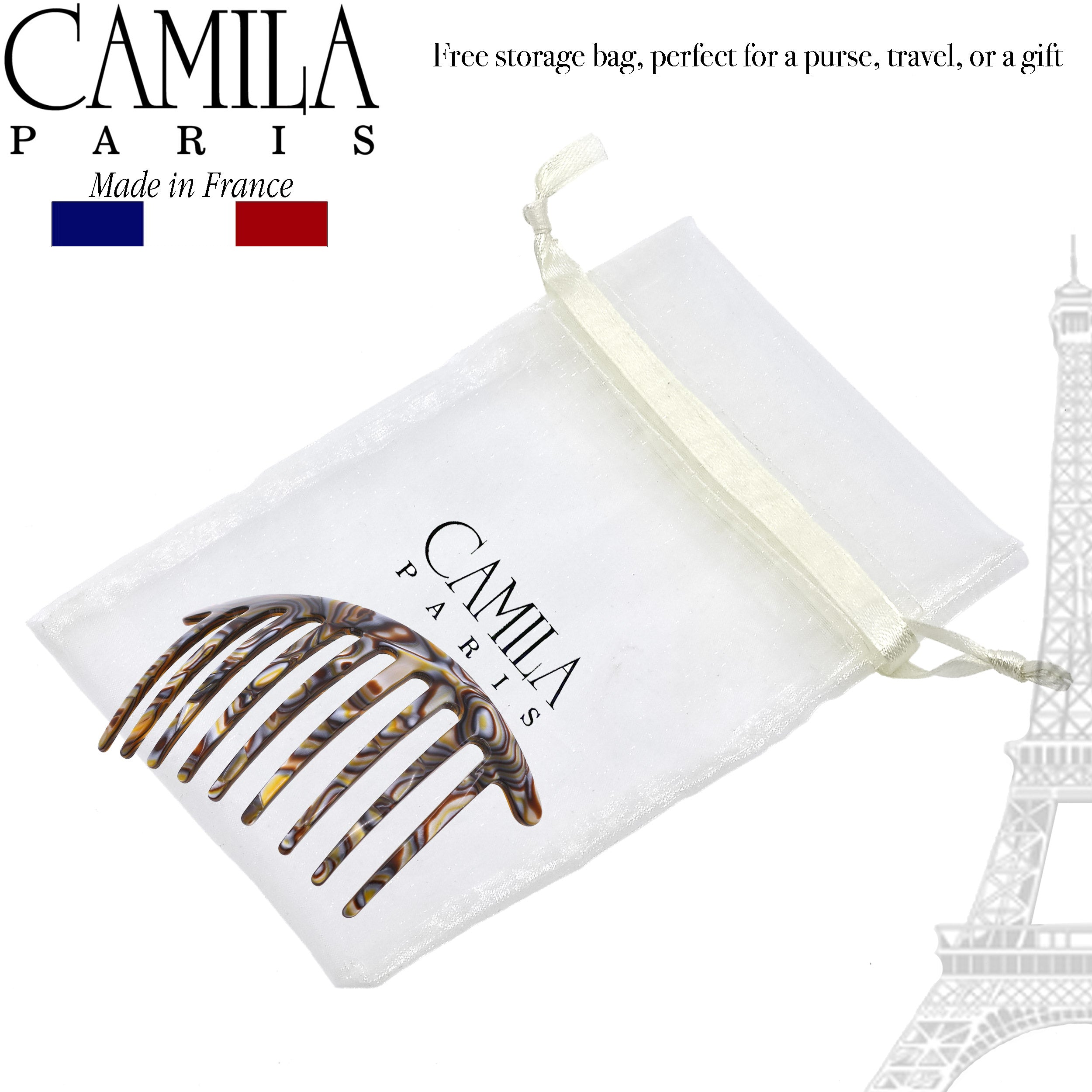 Camila Paris Detangling French side comb cellulose acetate handmade