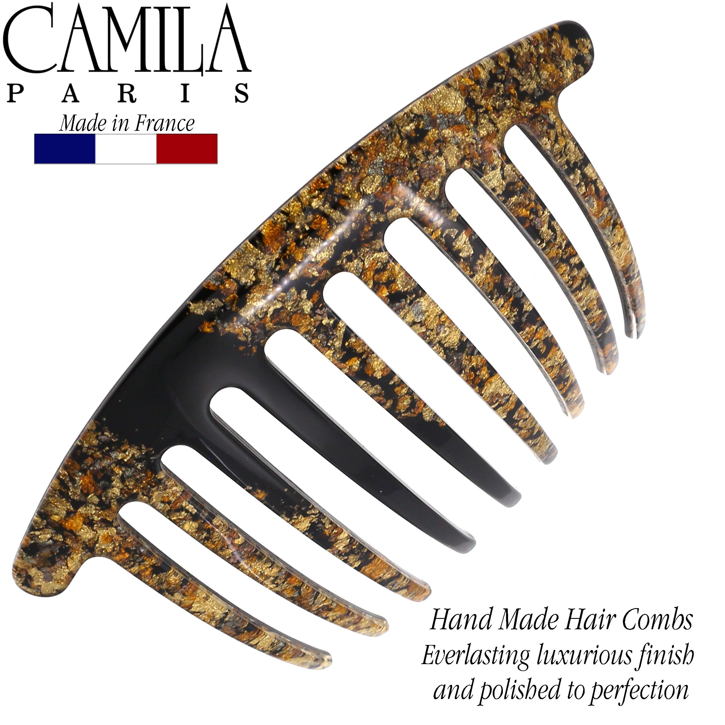 Camila Paris Detangling French side comb cellulose acetate handmade