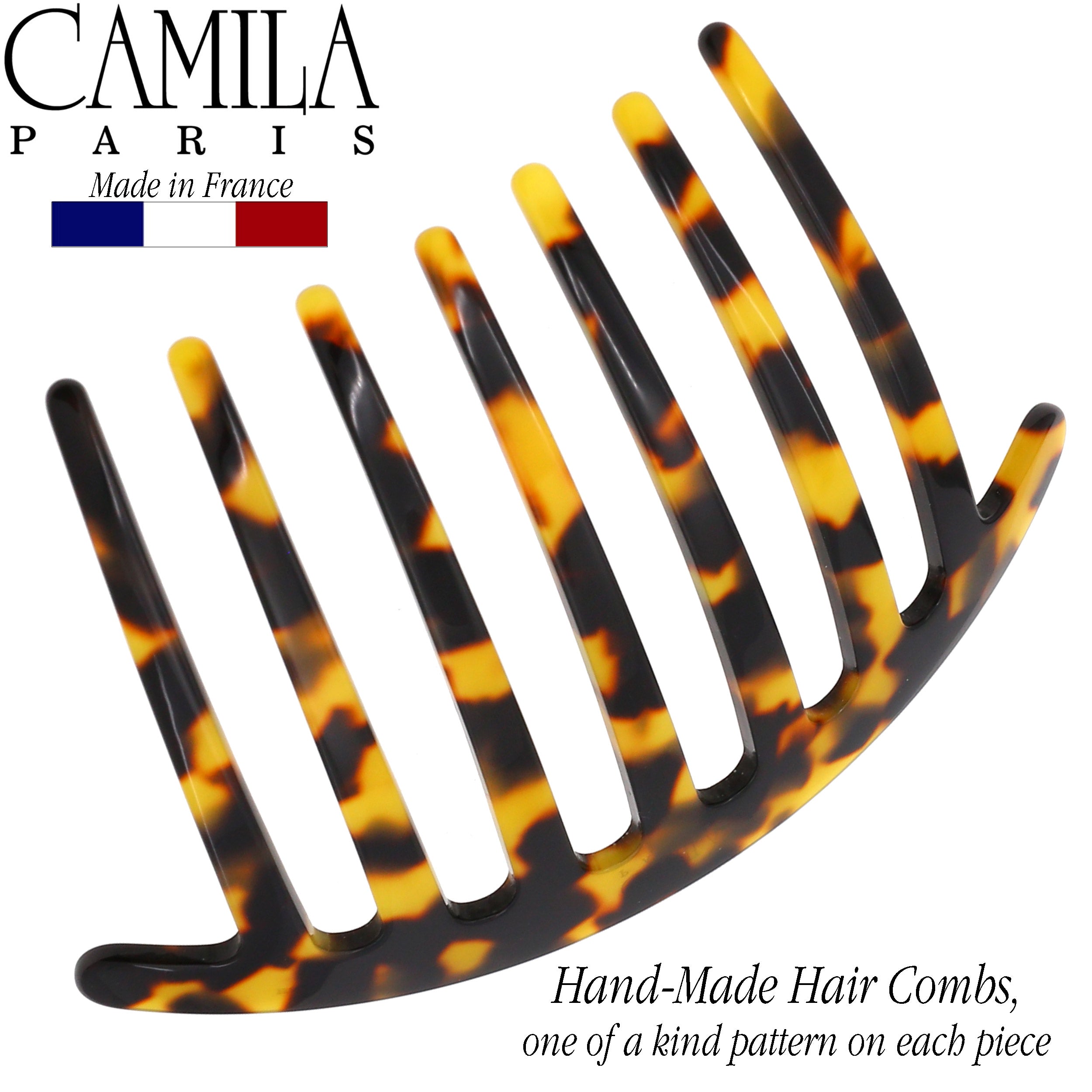 Camila Paris Detangling French side comb cellulose acetate handmade