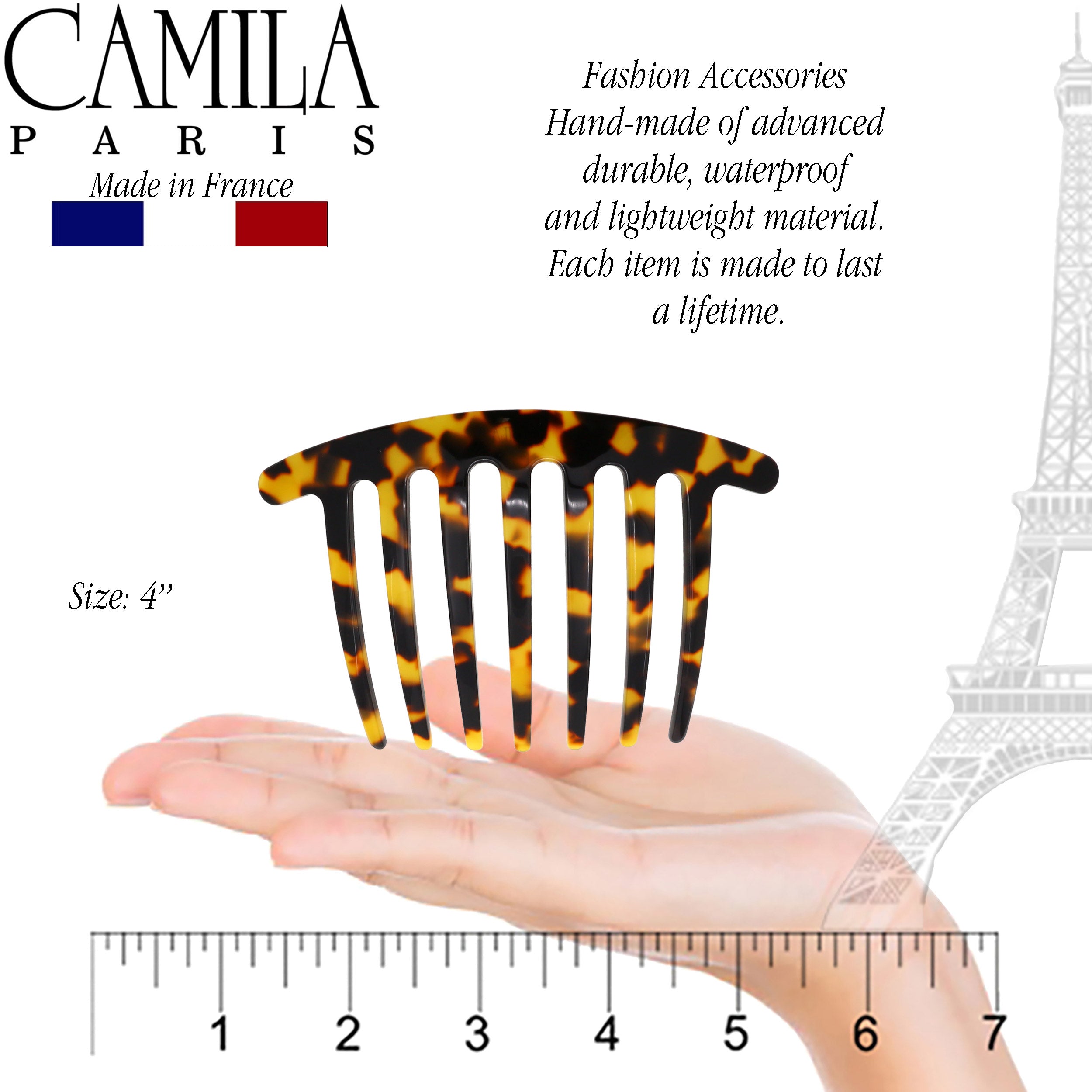 Camila Paris Detangling French side comb cellulose acetate handmade