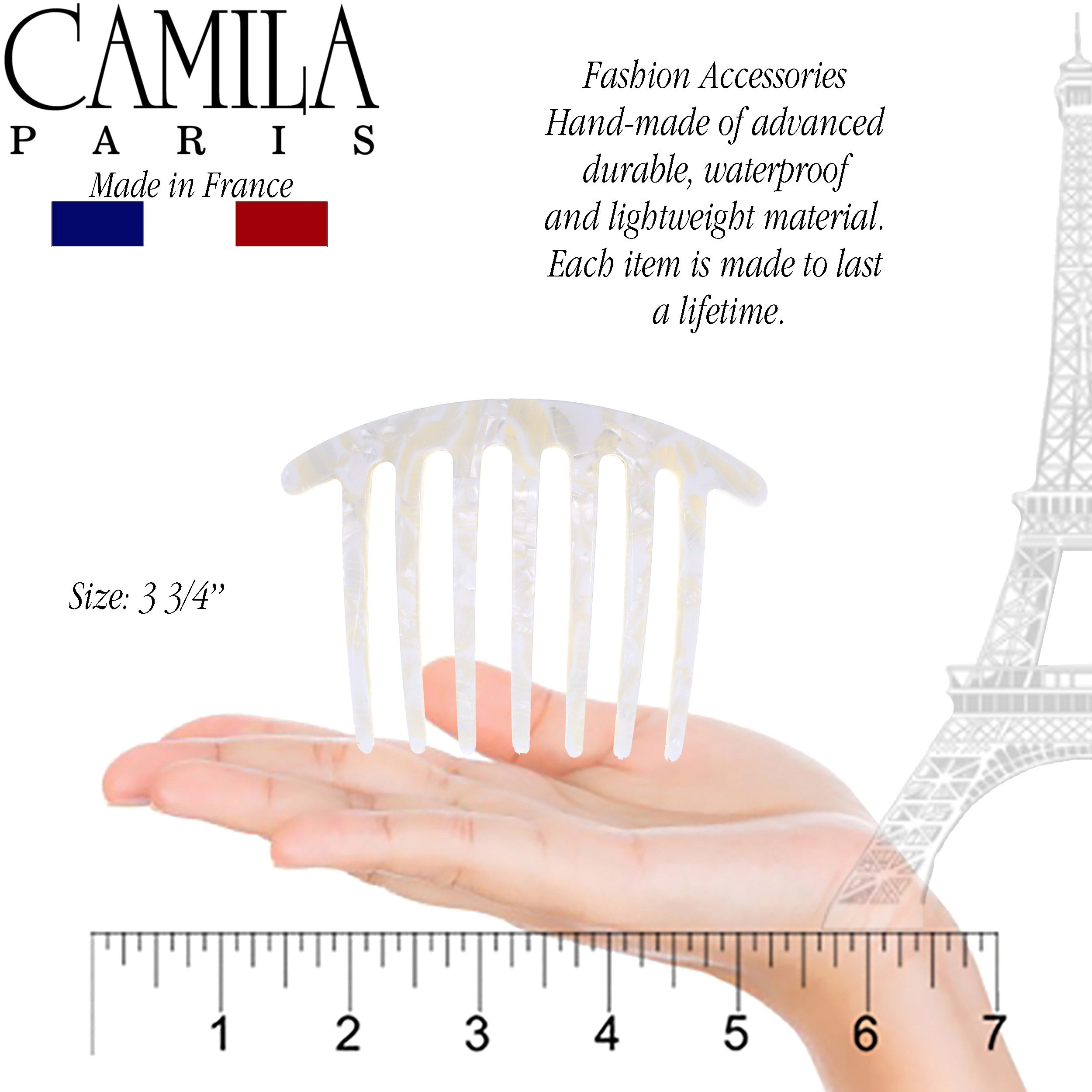 Camila Paris Detangling French side comb cellulose acetate handmade