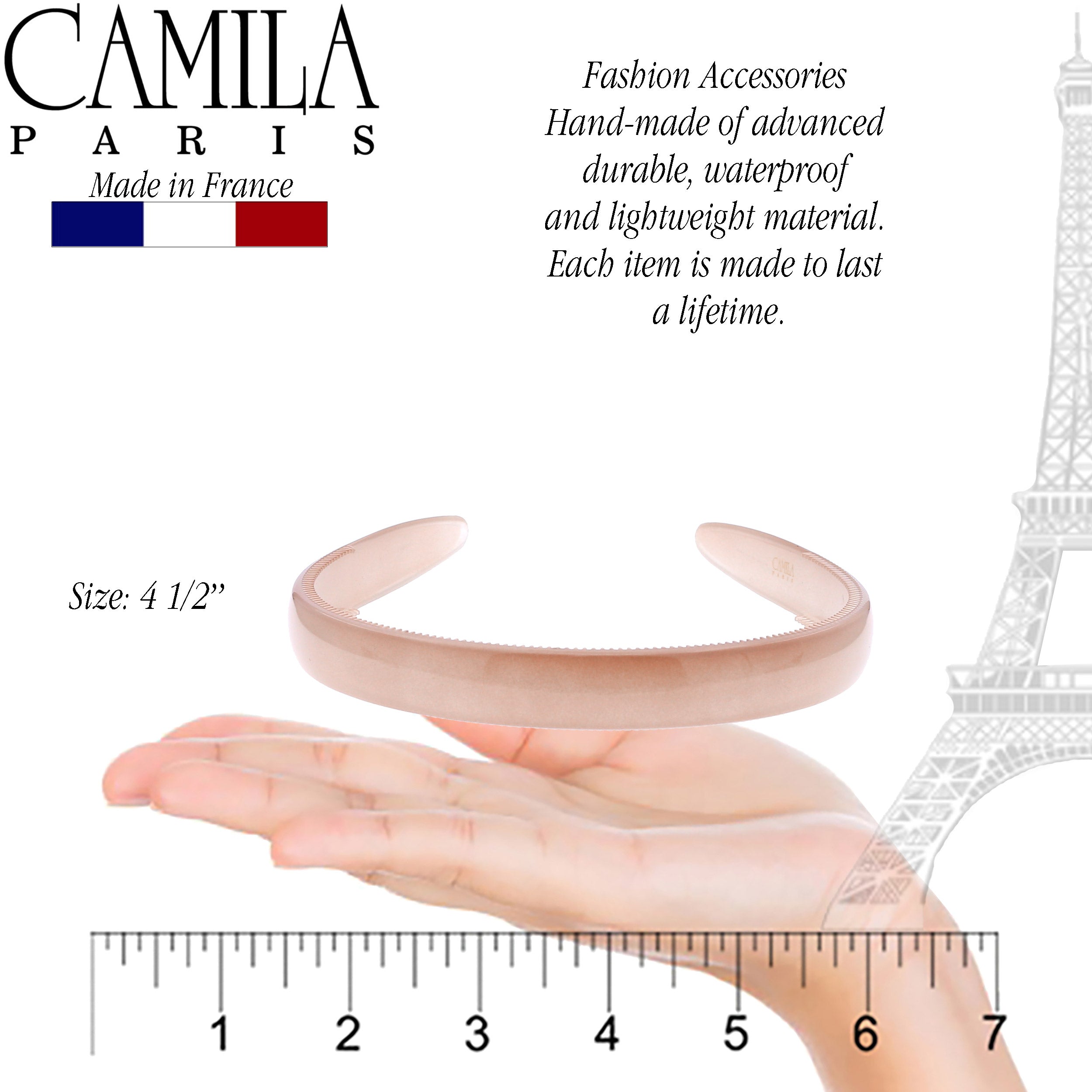 Camila Paris White/Crystals 0.5 inch Classic Comfort French headband cellulose acetate