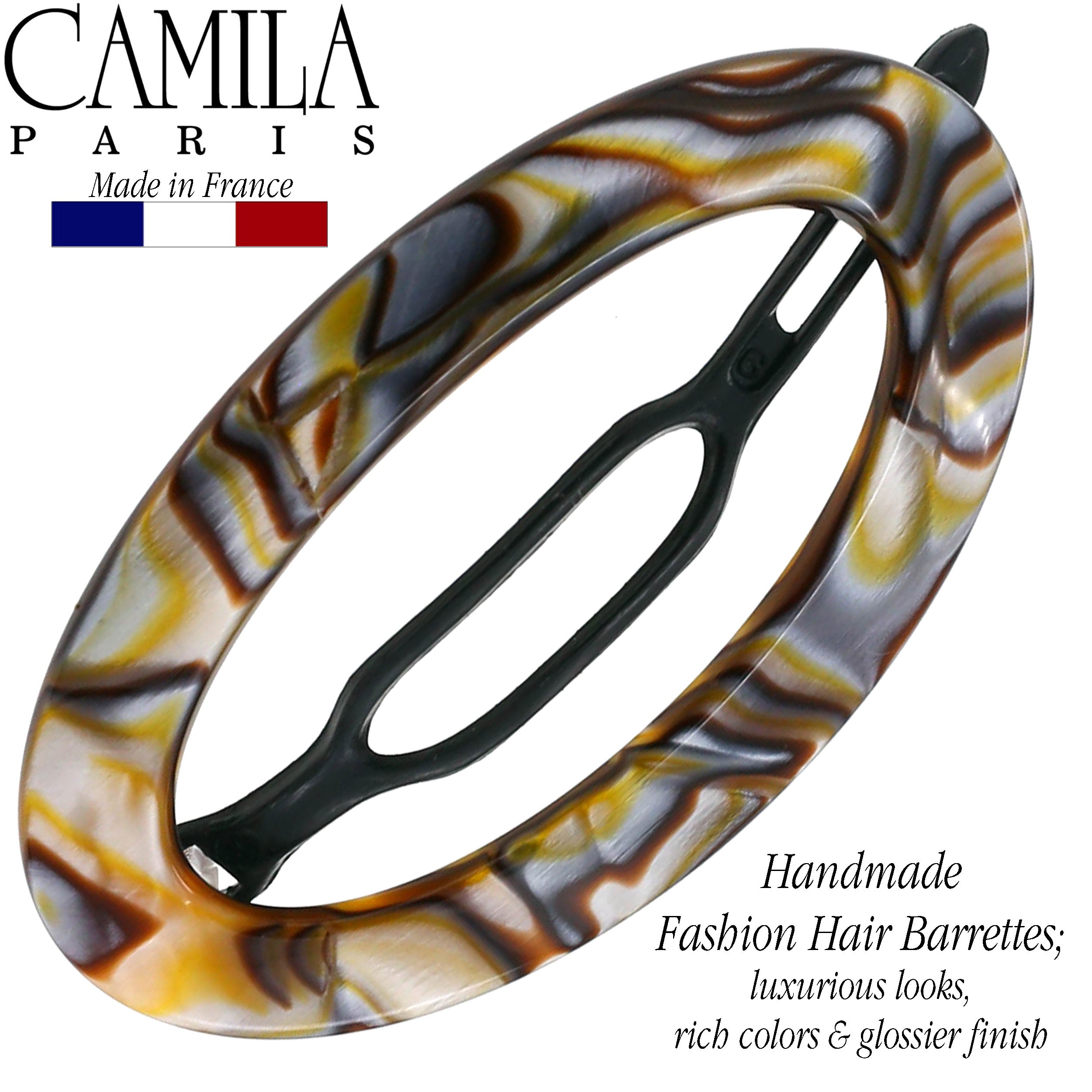 Camila Paris 3x2 Inch Metal-Free French barrette cellulose acetate handmade