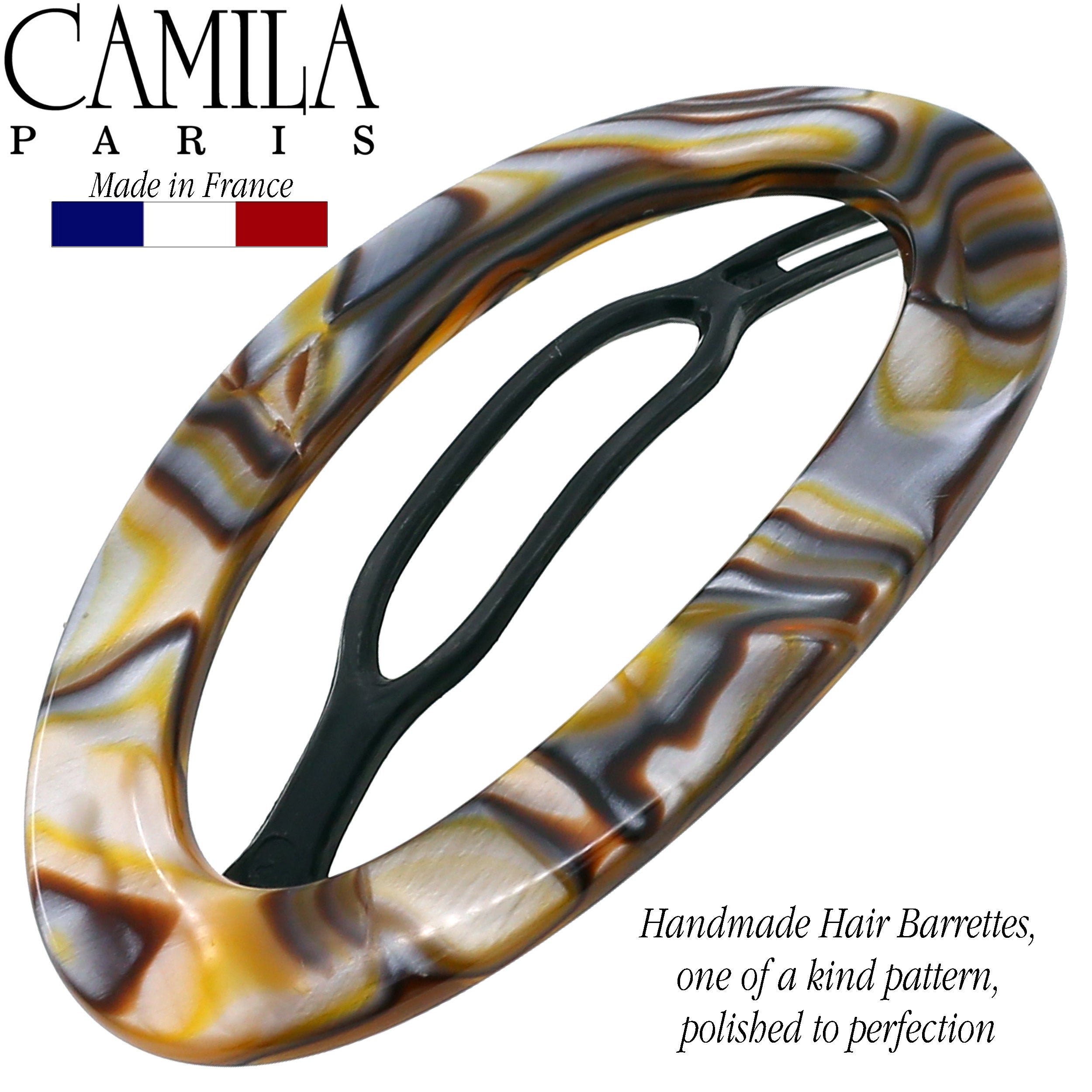 Camila Paris 3x3 Inch Metal-Free French barrette cellulose acetate handmade