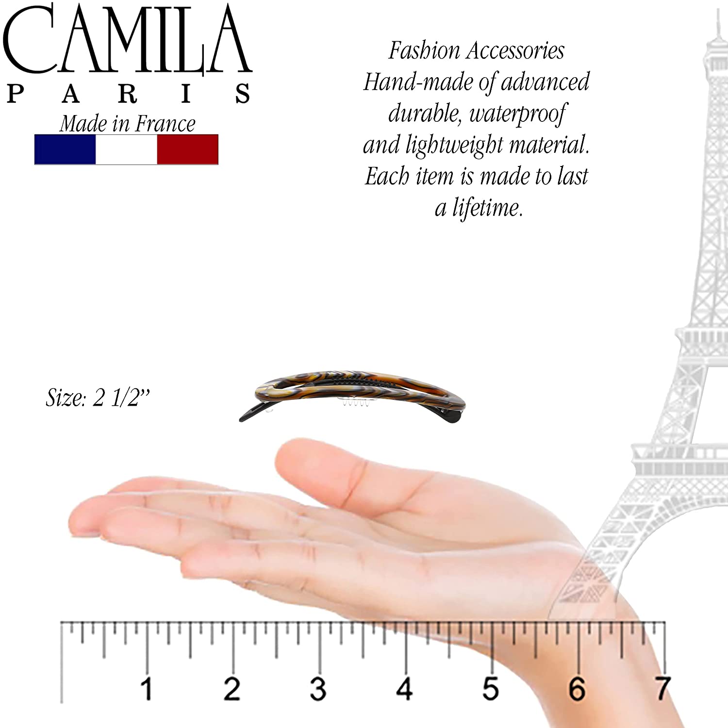 Camila Paris 2.5 inch Metal-Free French barrette cellulose acetate