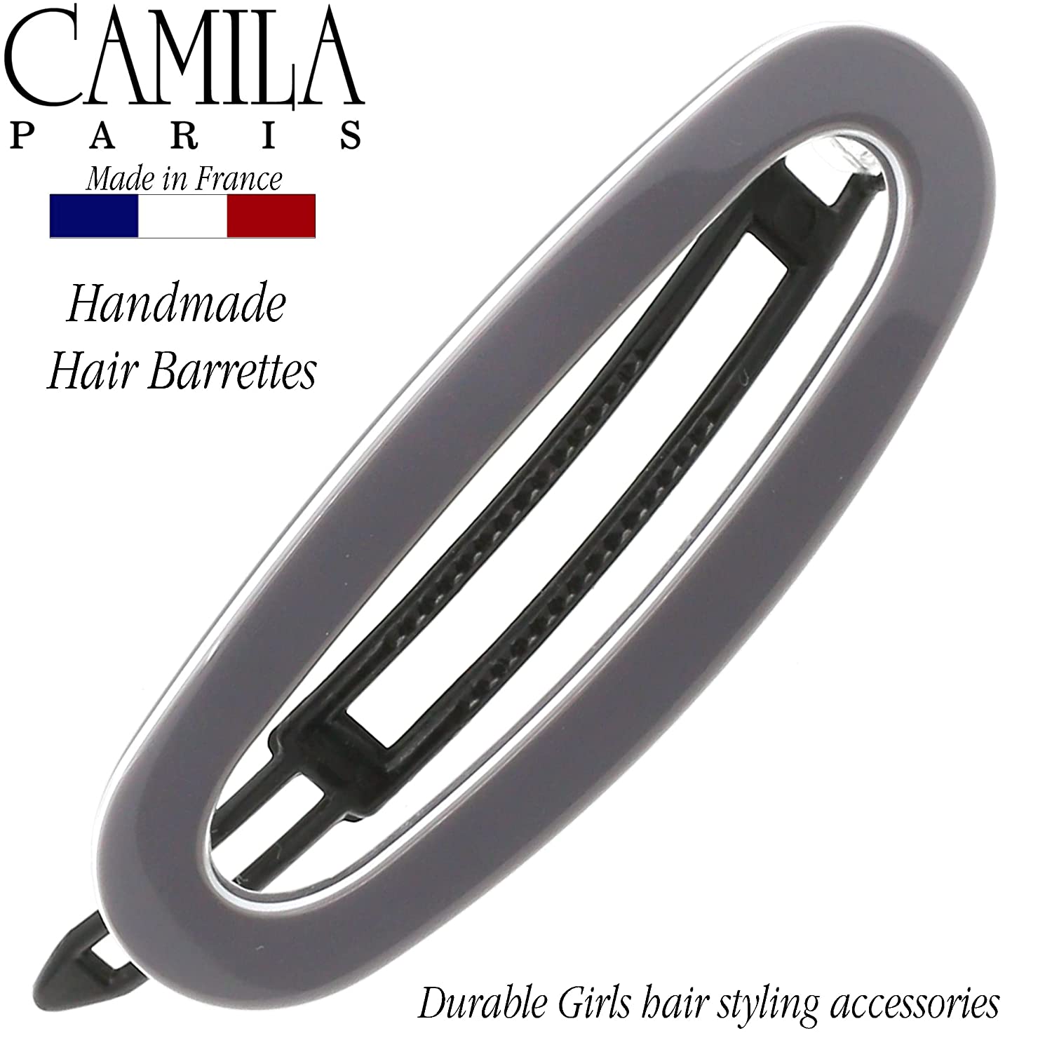 Camila Paris White Tokyo 2.5 inch Metal-Free French barrette cellulose acetate