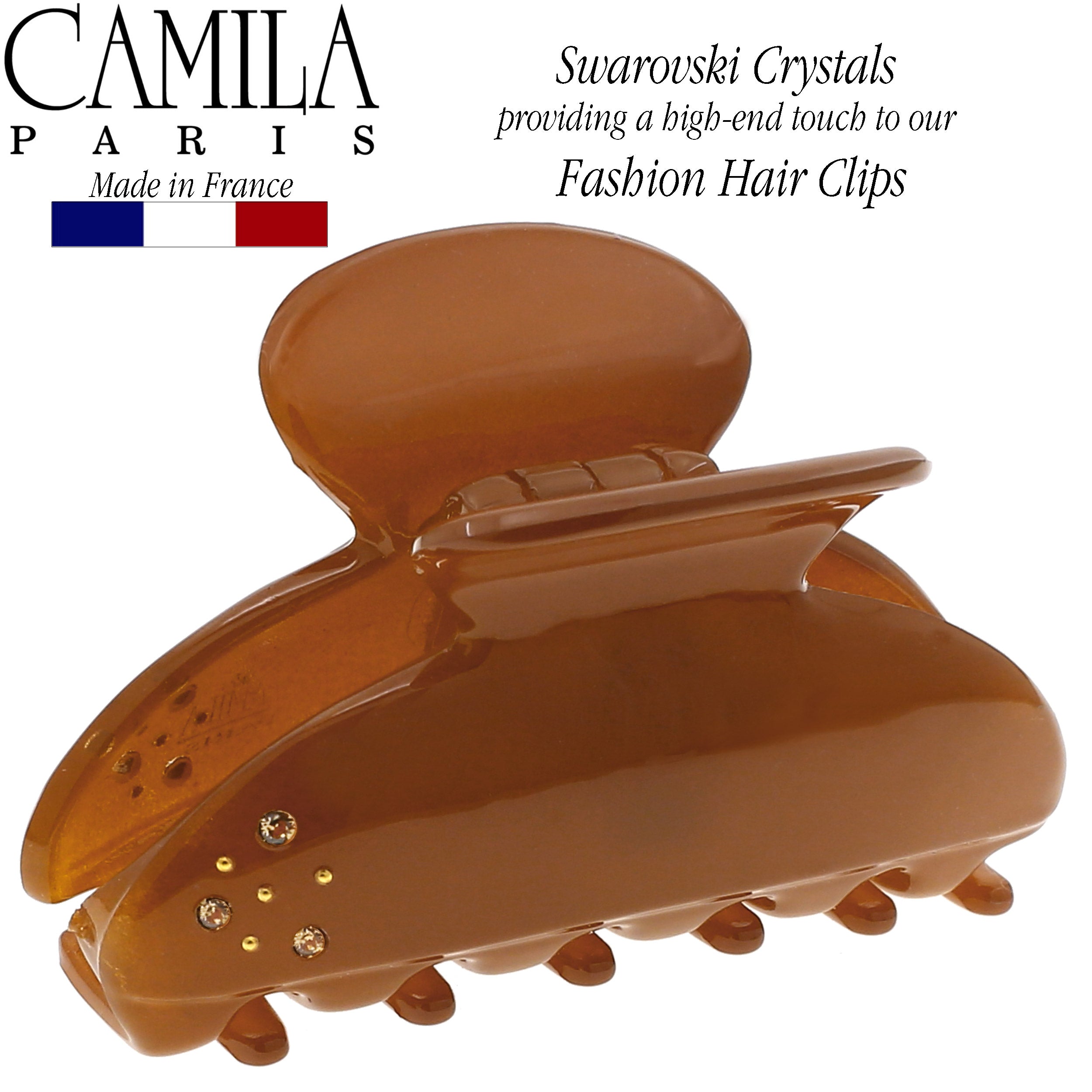 Camila Paris Brown Cheeky French hair clip cellulose acetate