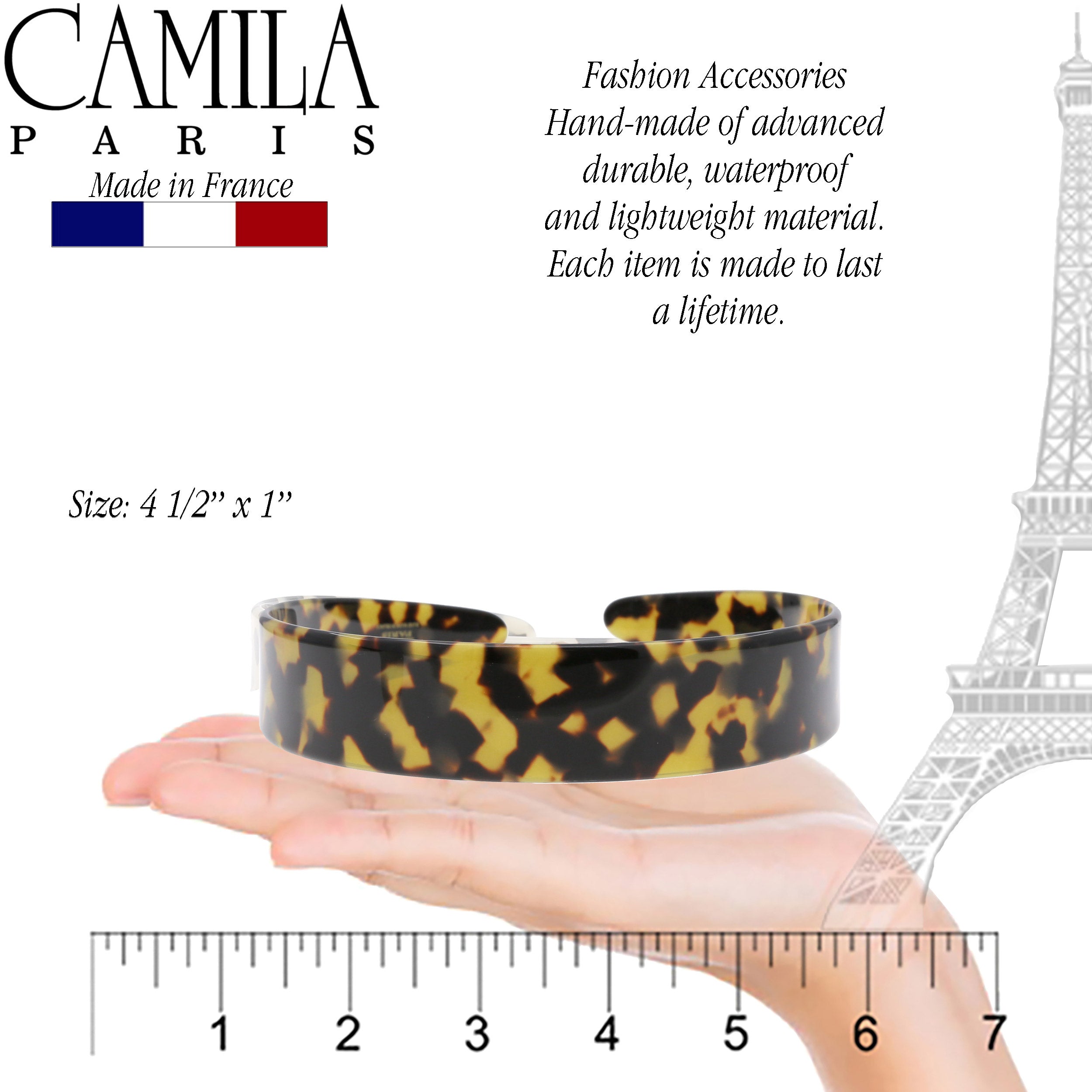 Camila Paris White Tokyo 1 inch Classic Flat French headband cellulose acetate