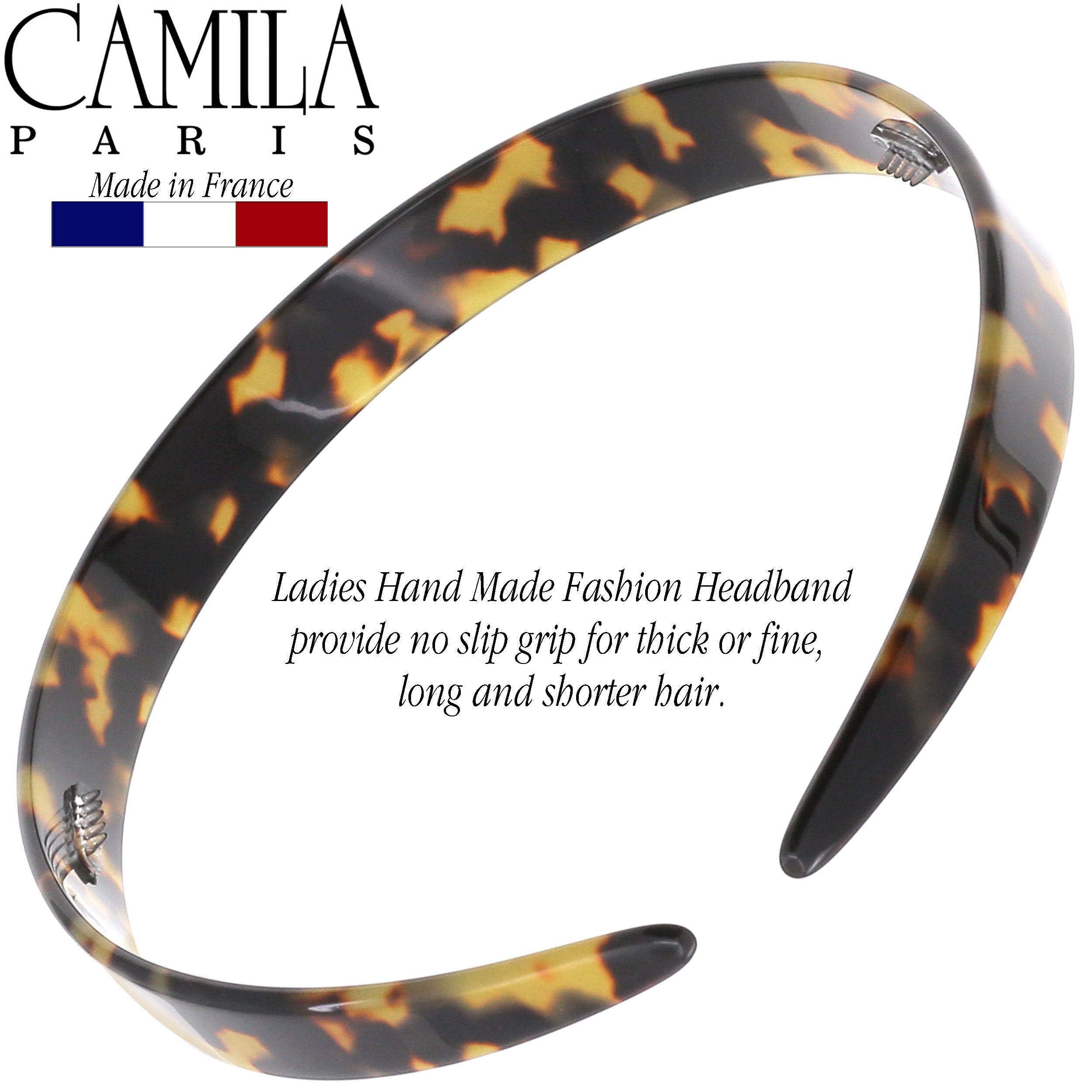 Camila Paris White and Grey 0.625 inch Classic Flat French headband cellulose acetate