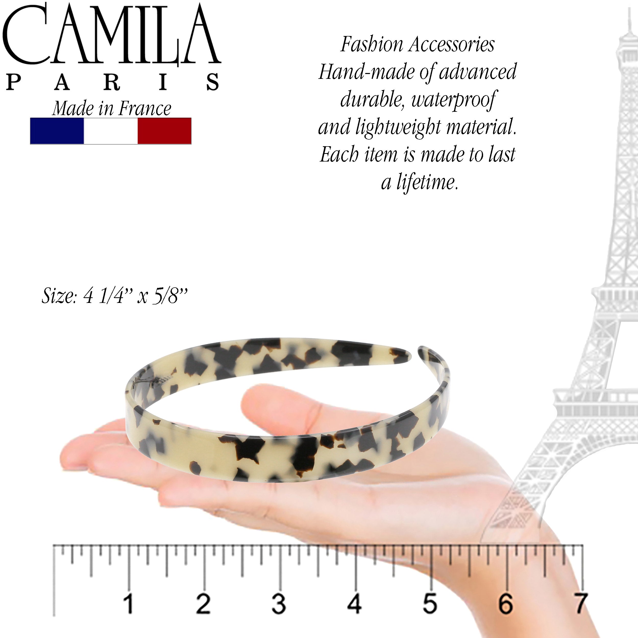 Camila Paris 0.625 inch Classic Flat French headband cellulose acetate