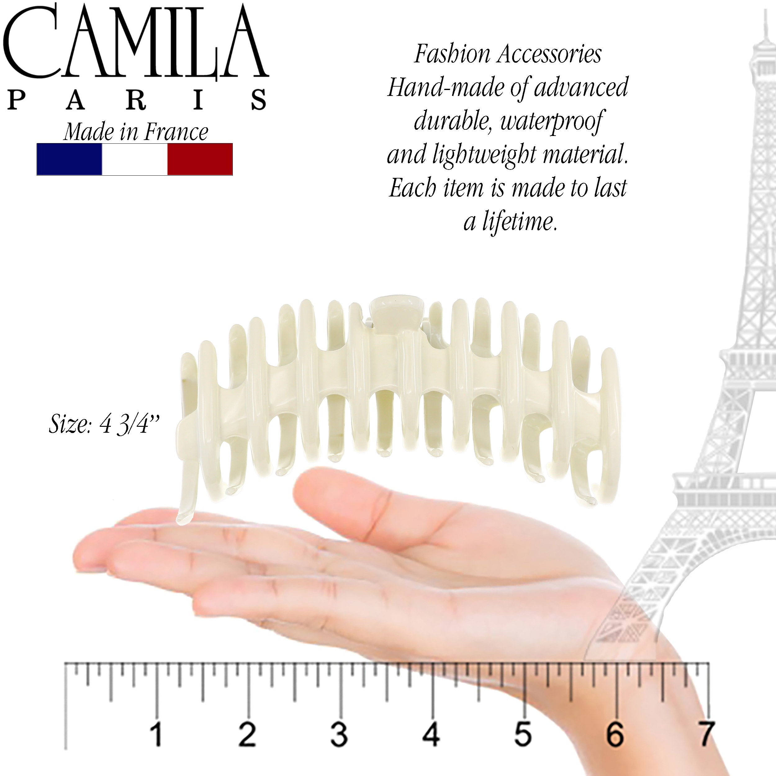 Camila Paris Grey Coral French hair clip cellulose acetate