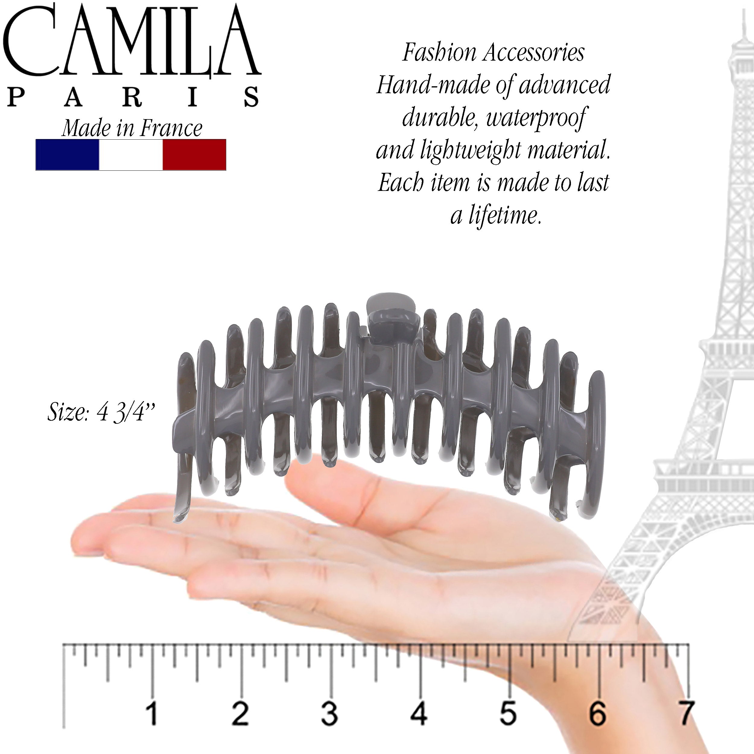 Camila Paris Coral French hair clip cellulose acetate
