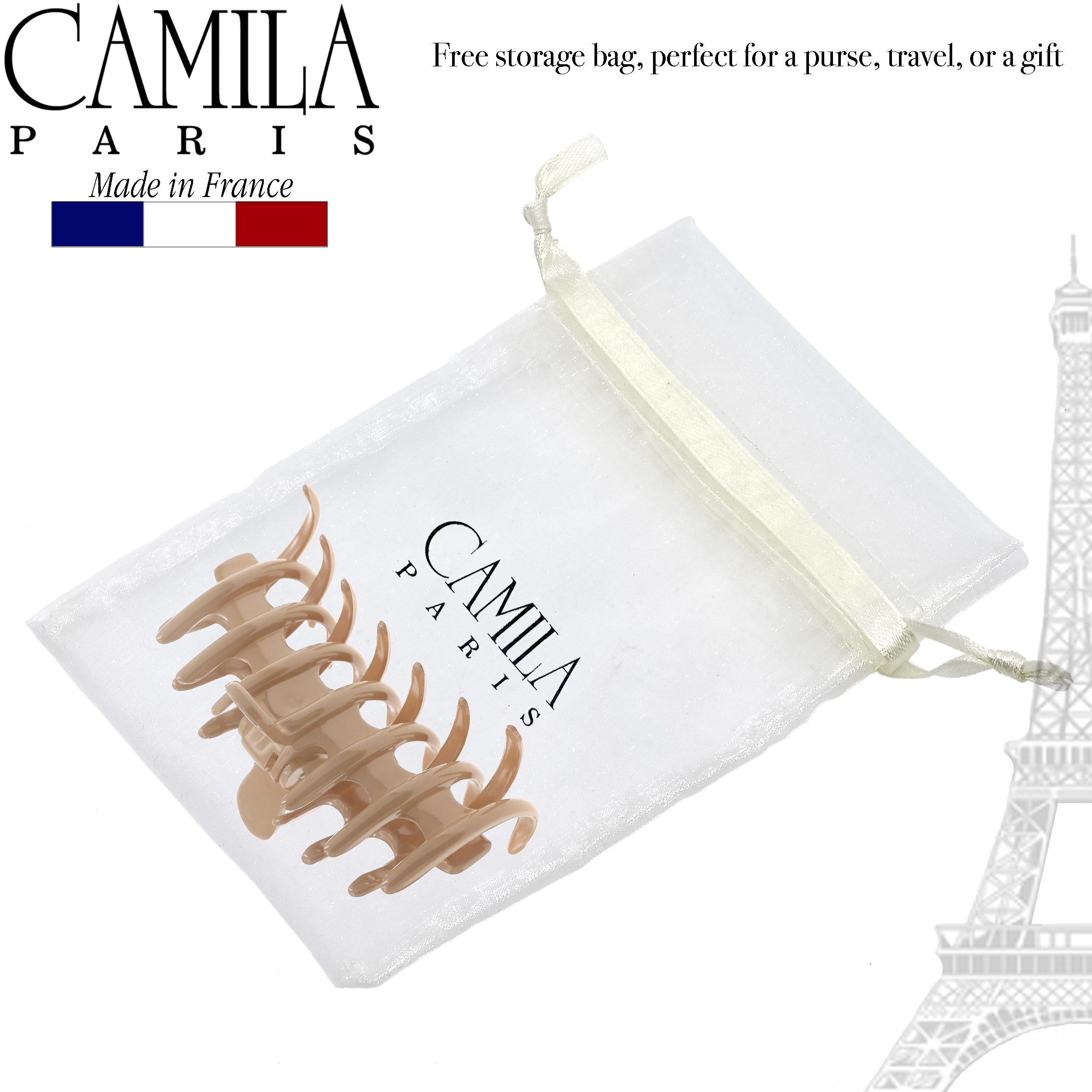 Camila Paris Coral French hair clip cellulose acetate