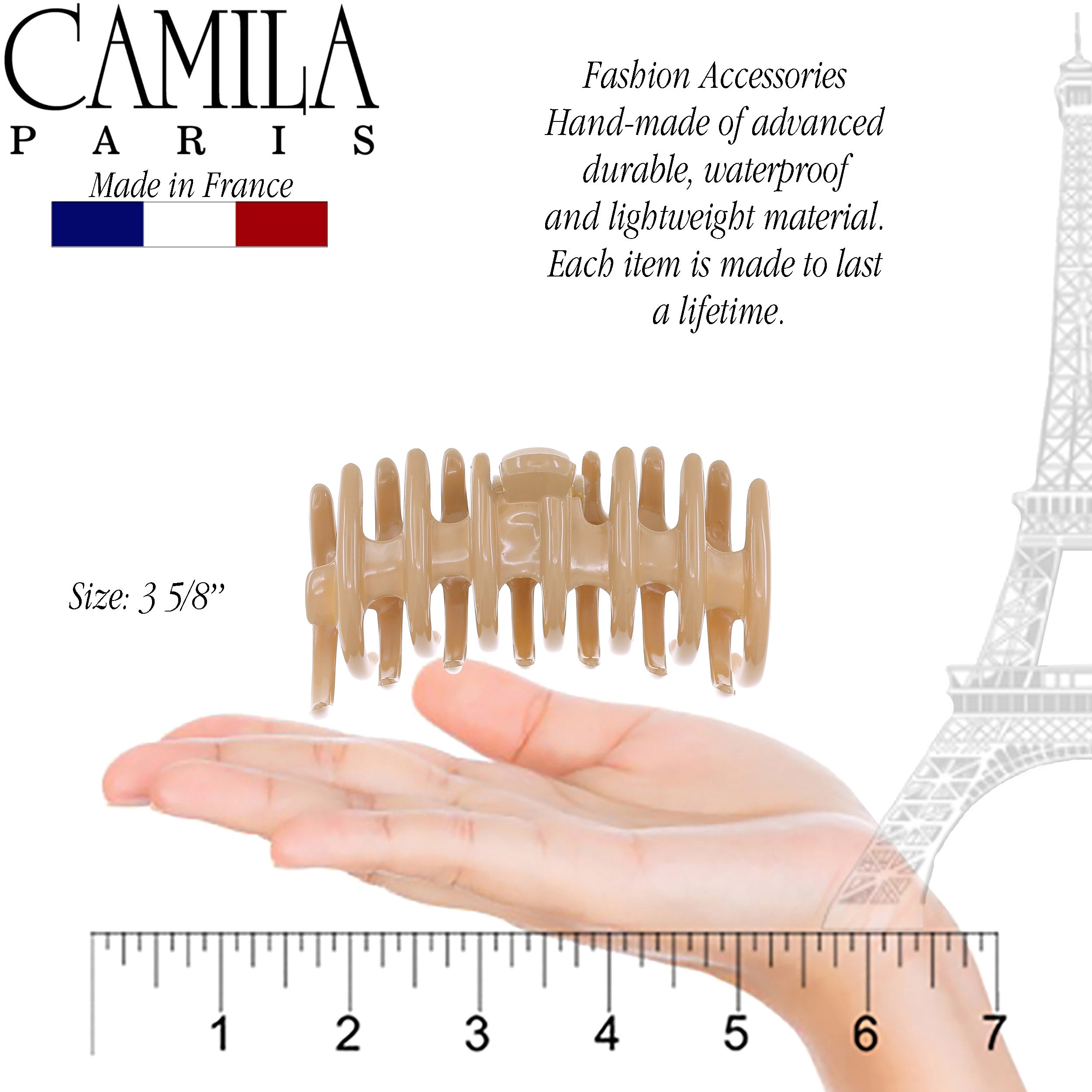 Camila Paris Coral French hair clip cellulose acetate