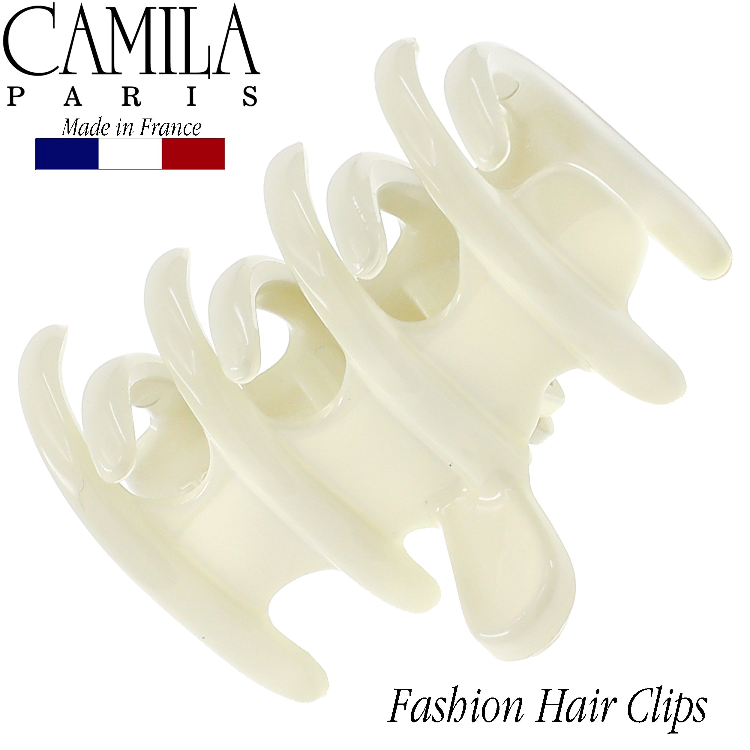 Camila Paris Ivory Coral French hair clip cellulose acetate