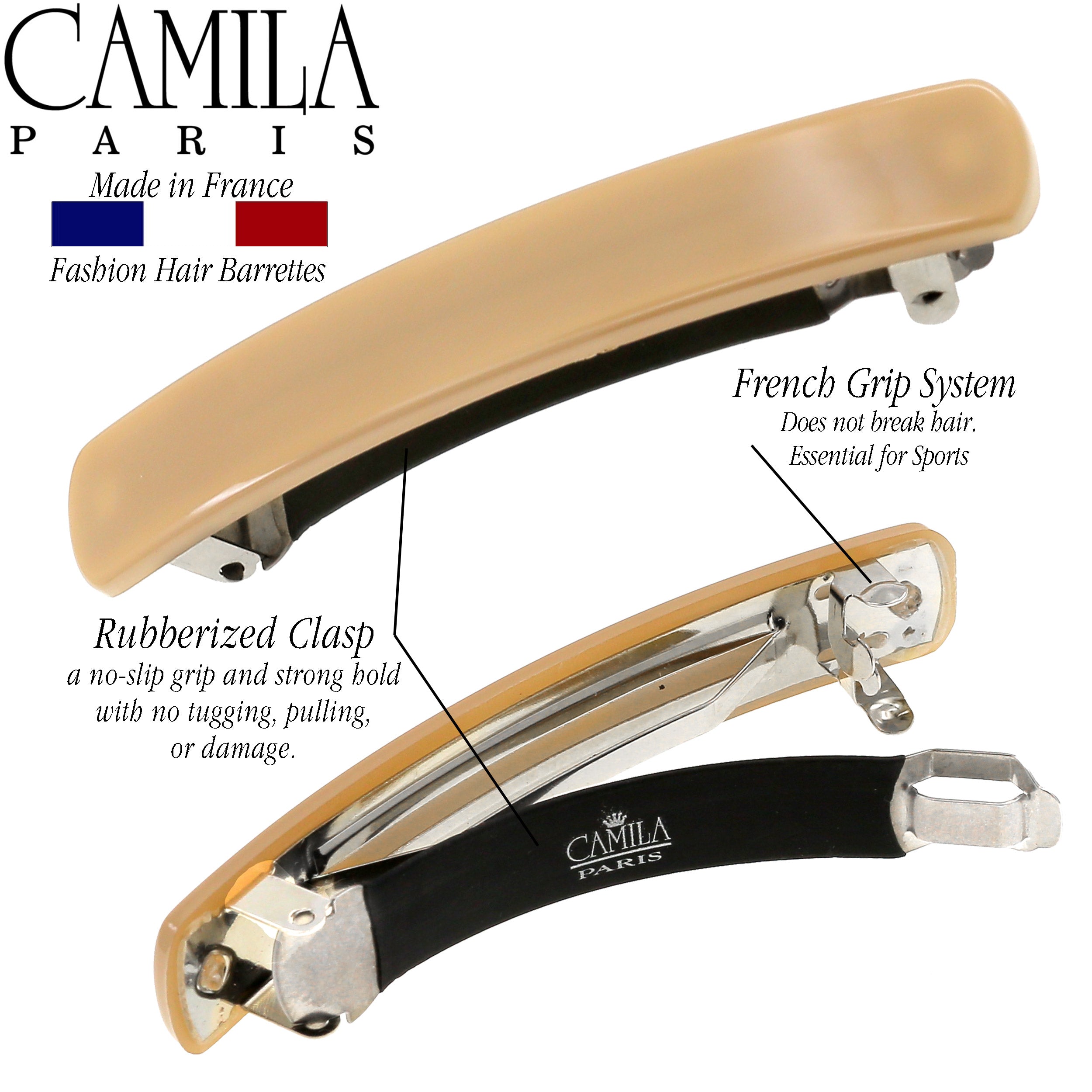 Camila Paris Round Edge French barrette cellulose acetate