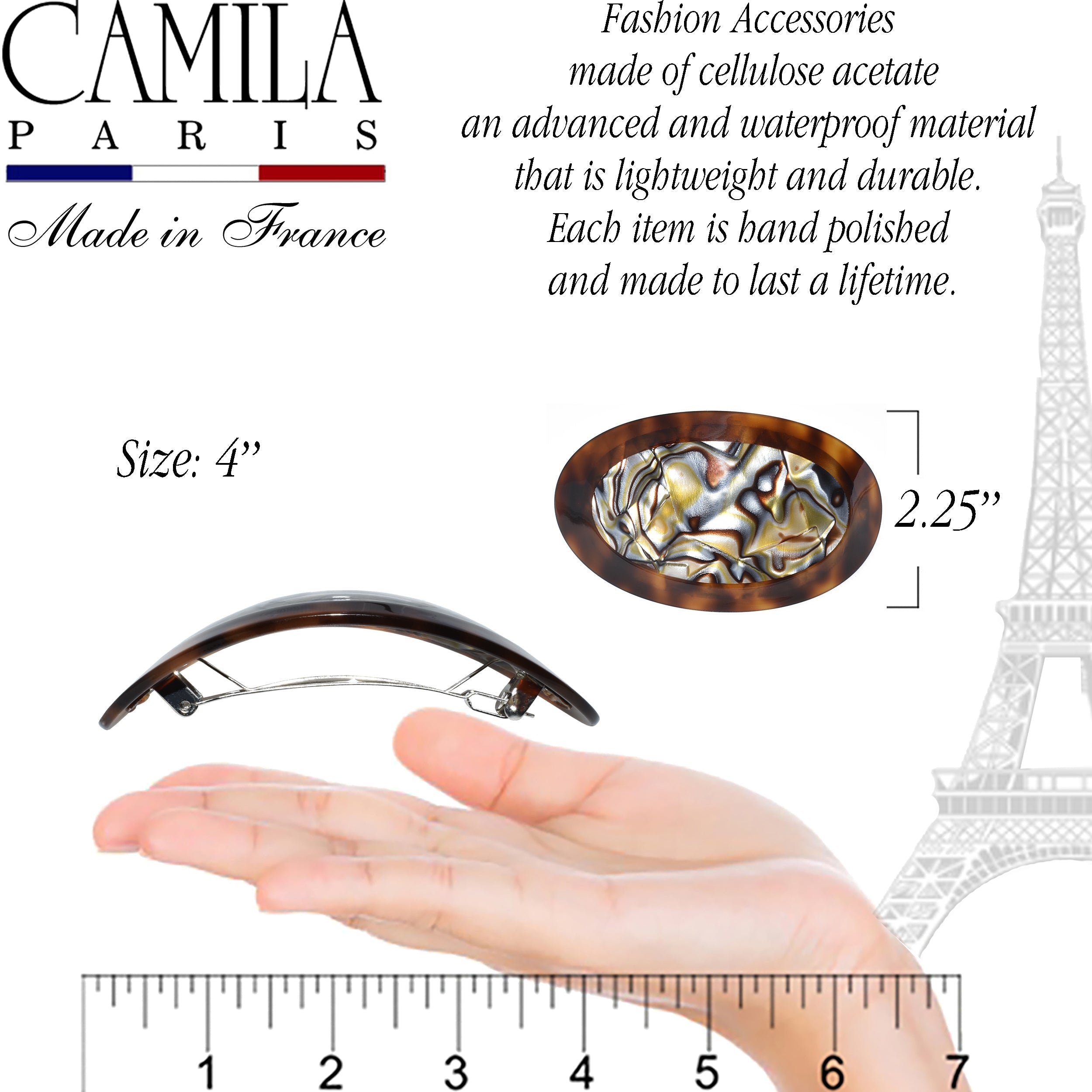 Camila Paris French barrette cellulose acetate handmade