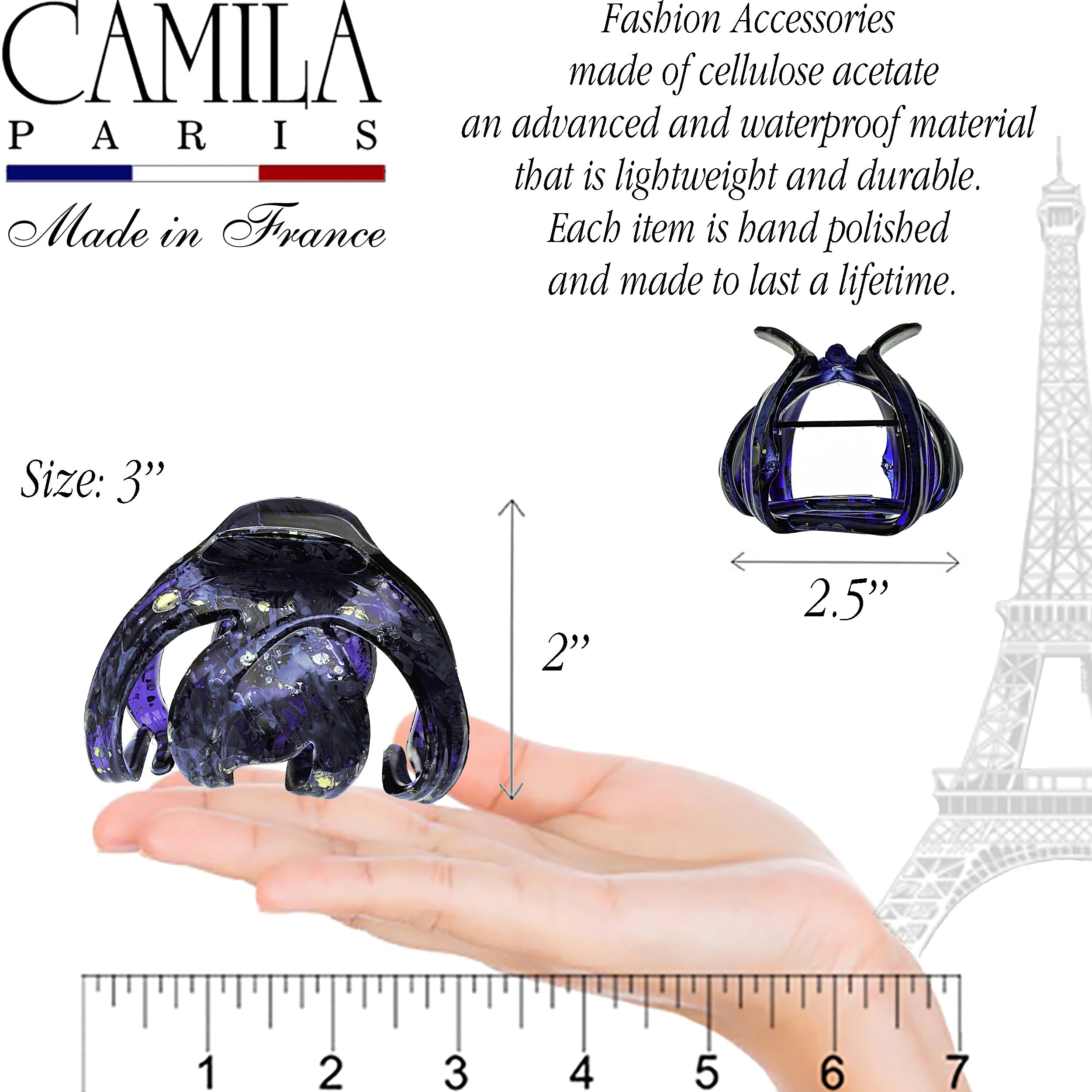 Camila Paris Brown Hand Painted French claw clip cellulose acetate