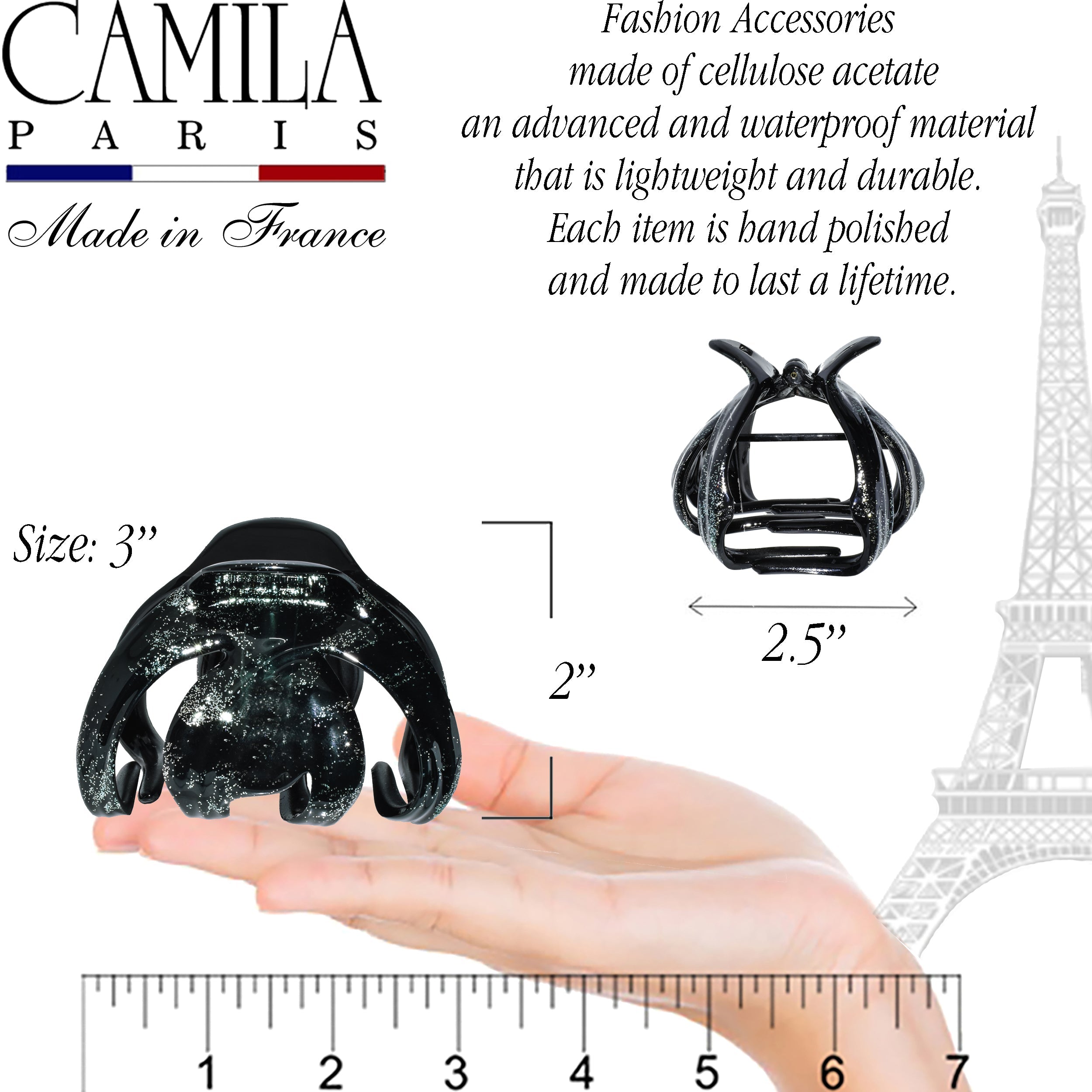 Camila Paris Hand Painted French claw clip cellulose acetate
