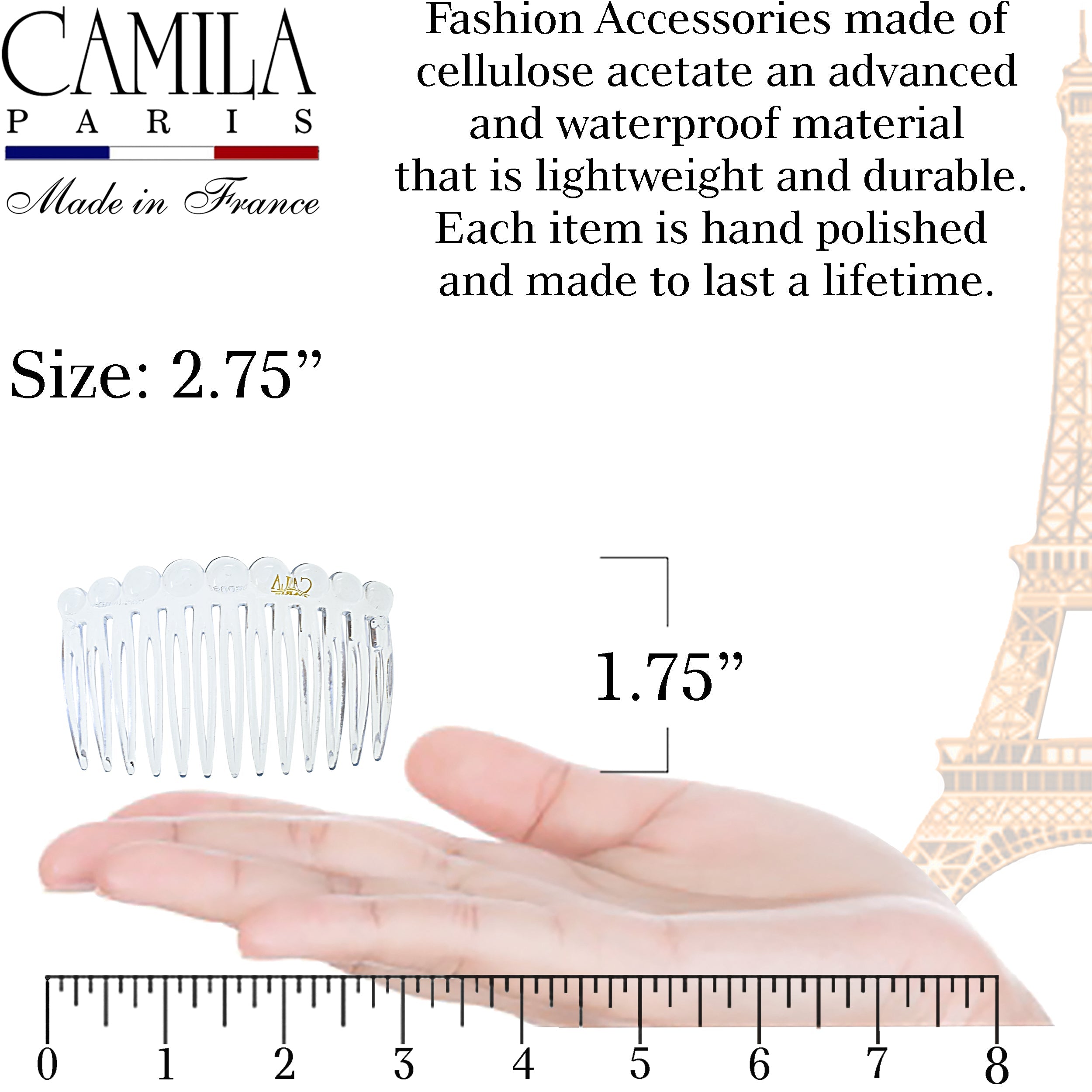 Camila Paris Detangling French side comb cellulose acetate