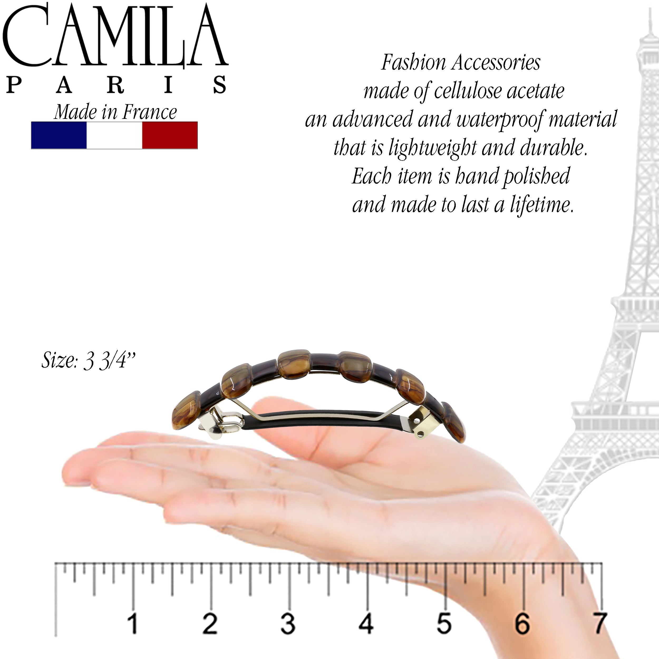 Camila Paris Green French barrette cellulose acetate