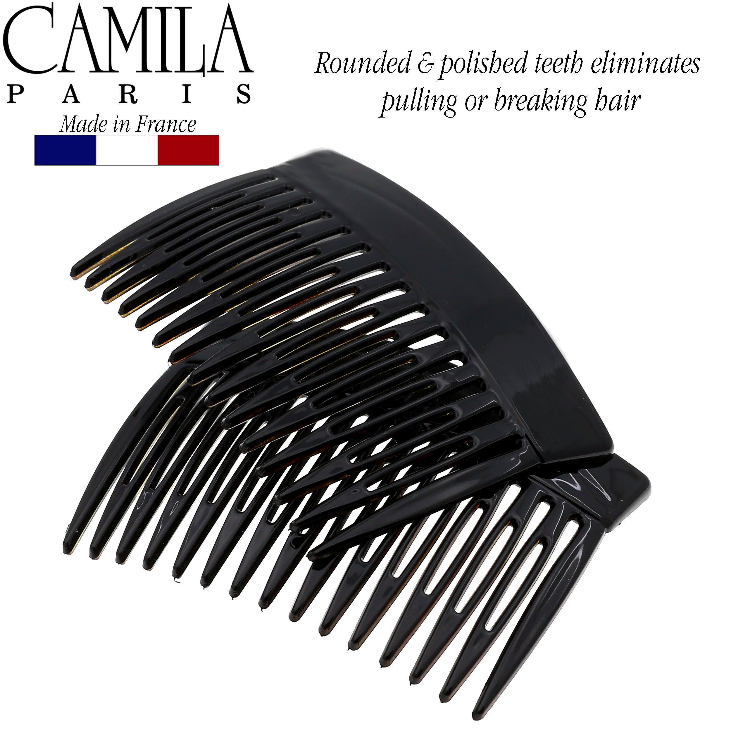 Camila Paris Tortoiseshell Detangling French side comb cellulose acetate
