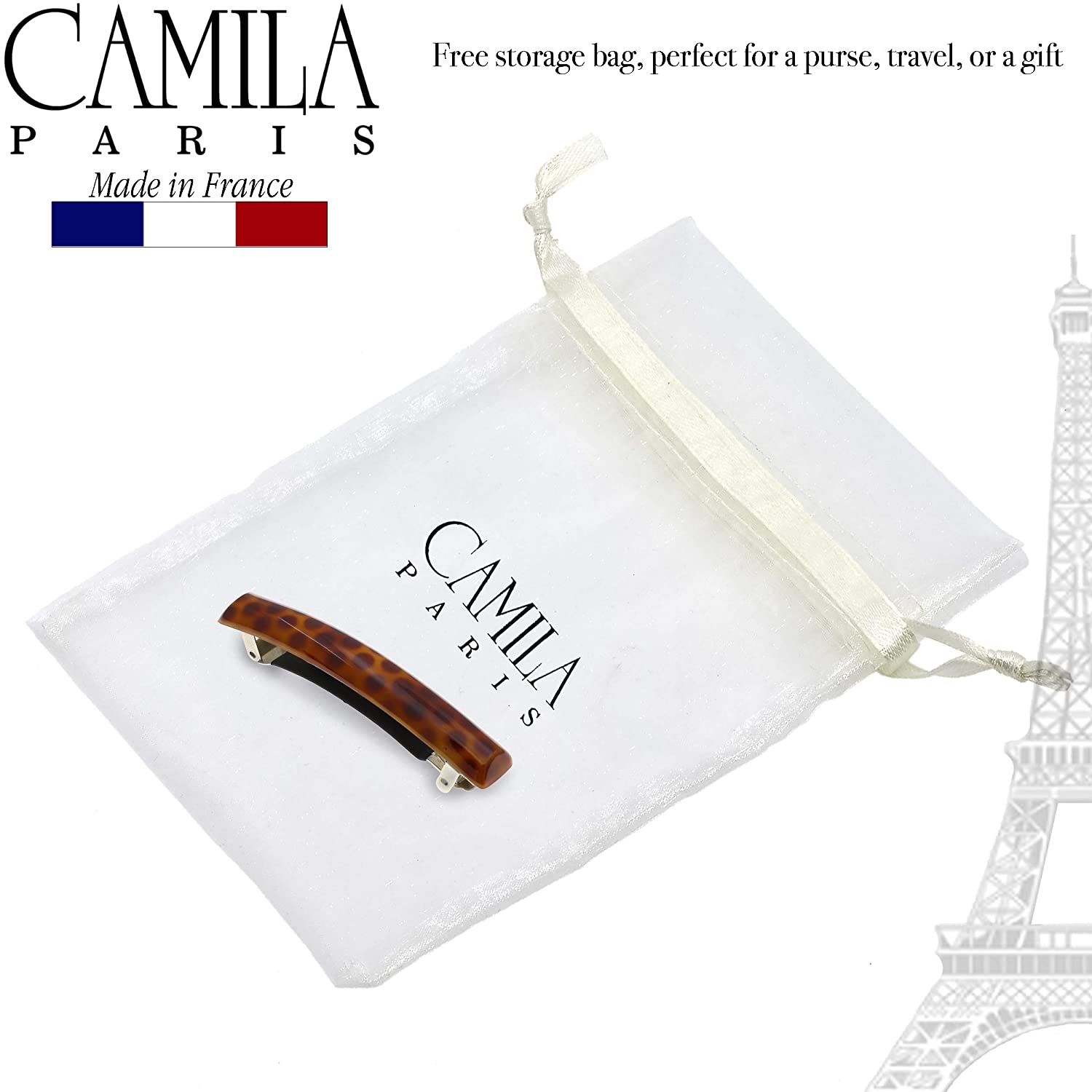 Camila Paris Gray French barrette cellulose acetate