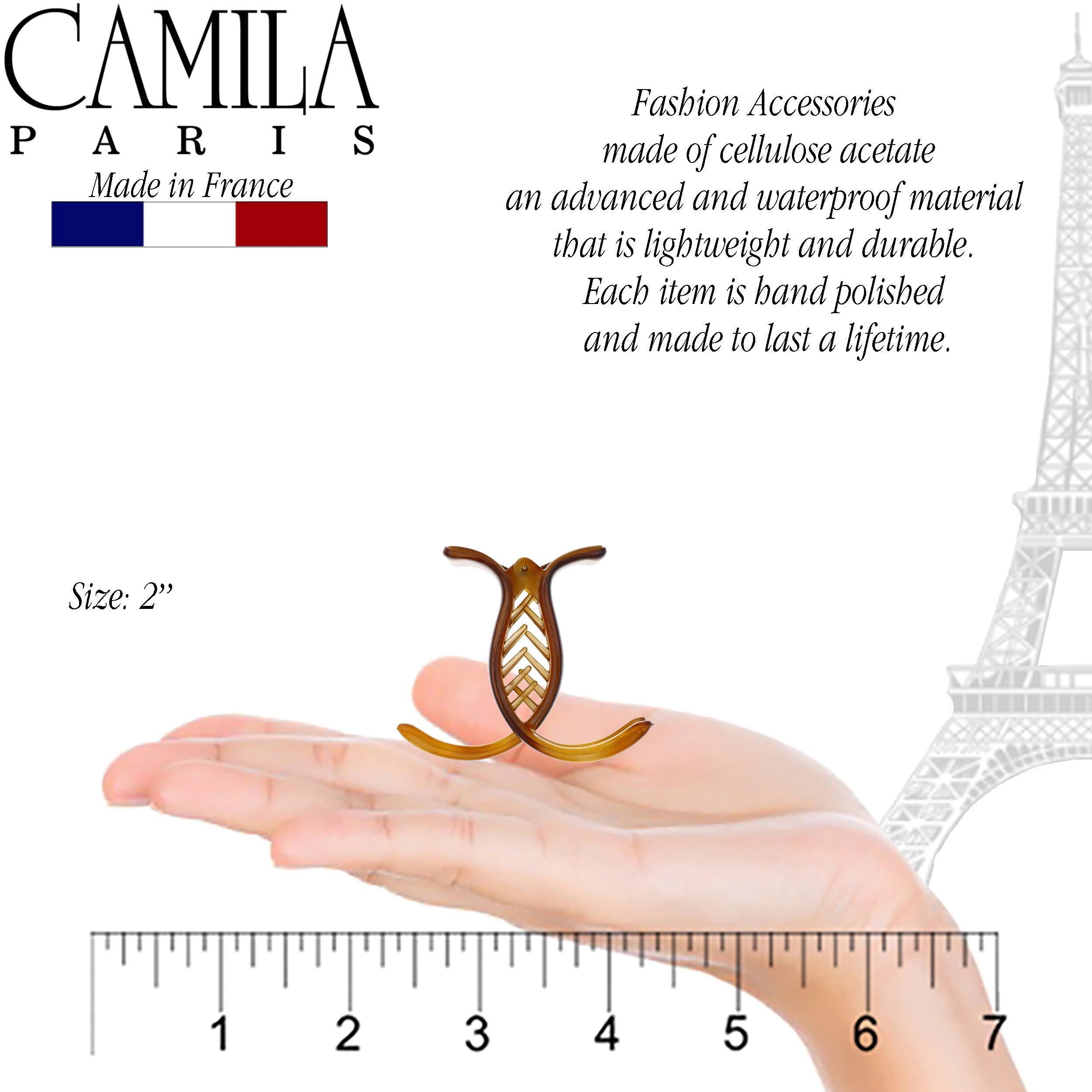 Camila Paris Beige Lily French hair clip cellulose acetate