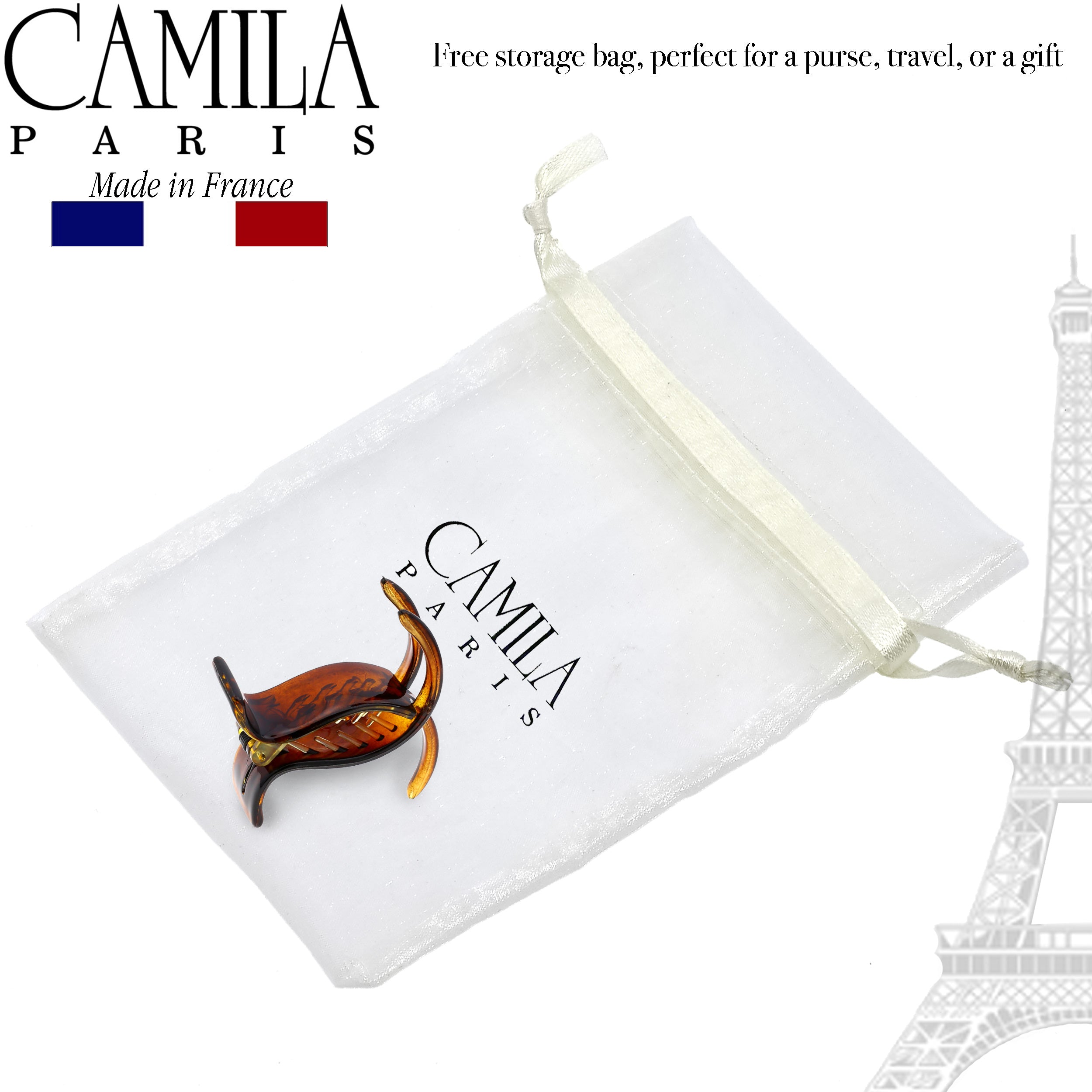 Camila Paris Black Lily French hair clip cellulose acetate
