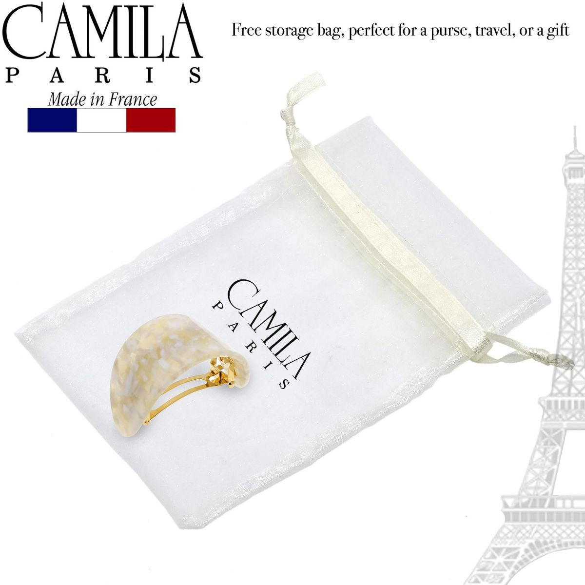 Camila Paris Onyx French barrette cellulose acetate
