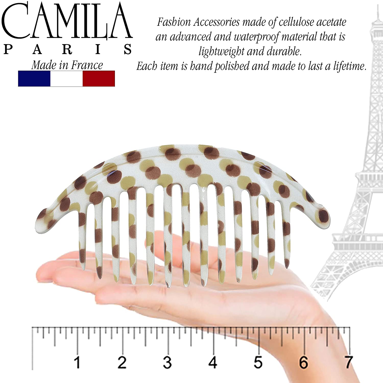 Camila Paris Detangling French side comb cellulose acetate