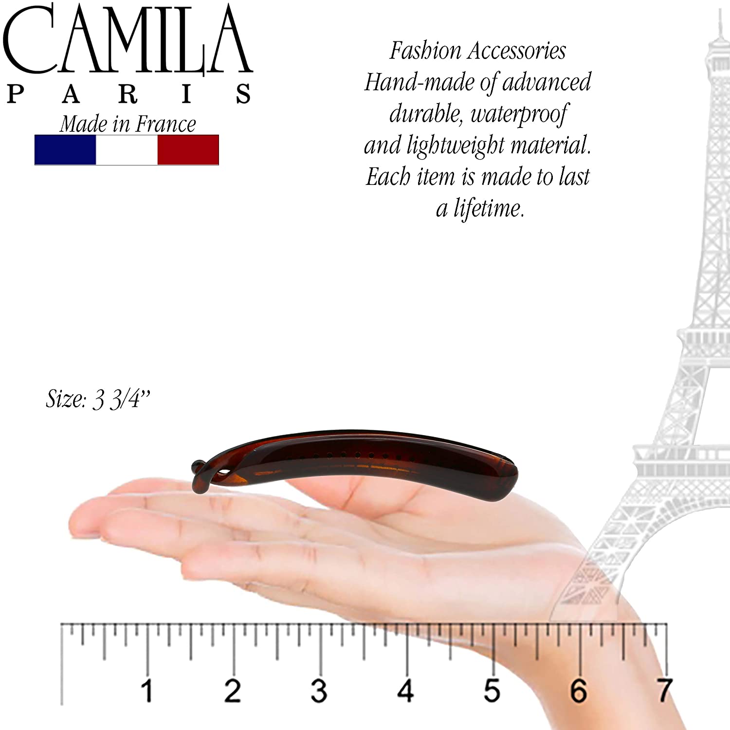 Camila Paris Black French banana clip cellulose acetate