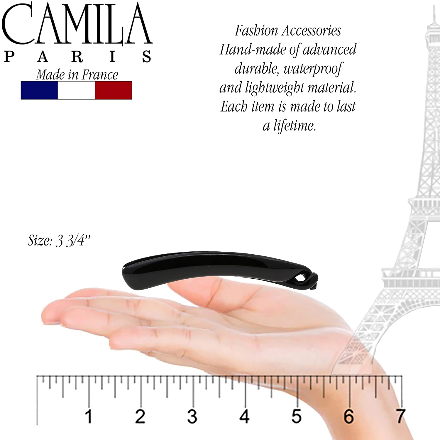 Camila Paris Gray Snake French banana clip cellulose acetate