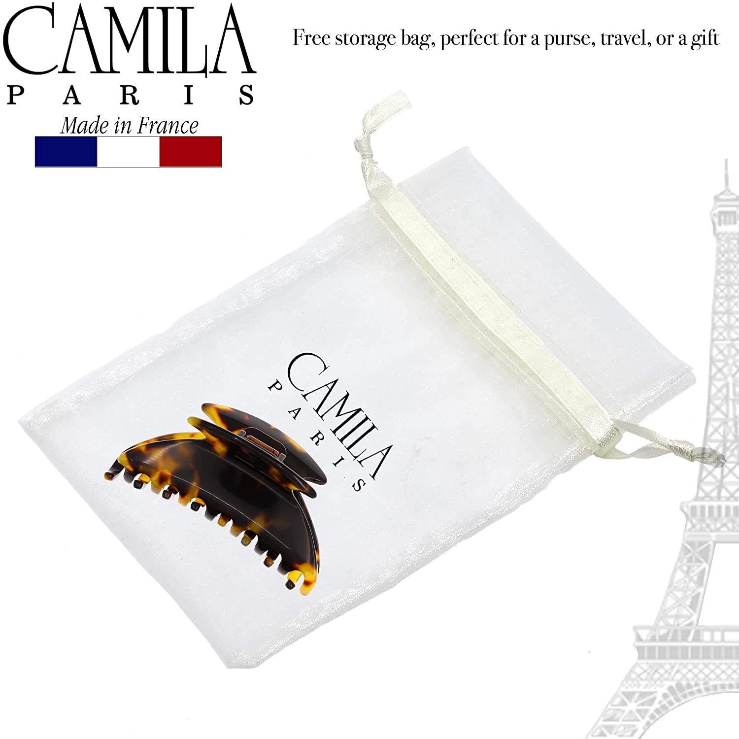 Camila Paris Spring Covered French hair clip cellulose acetate handmade