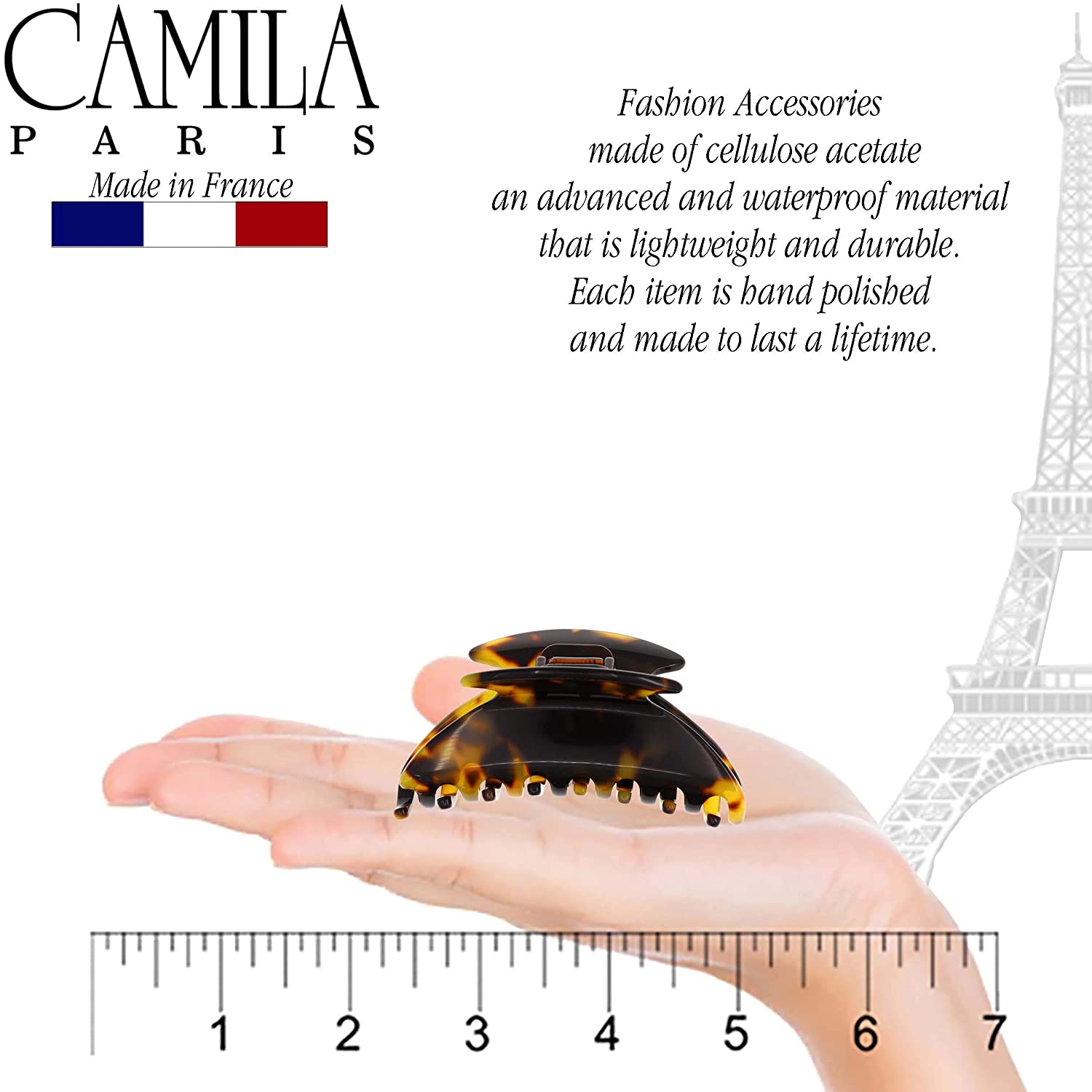 Camila Paris Spring Covered French hair clip cellulose acetate handmade