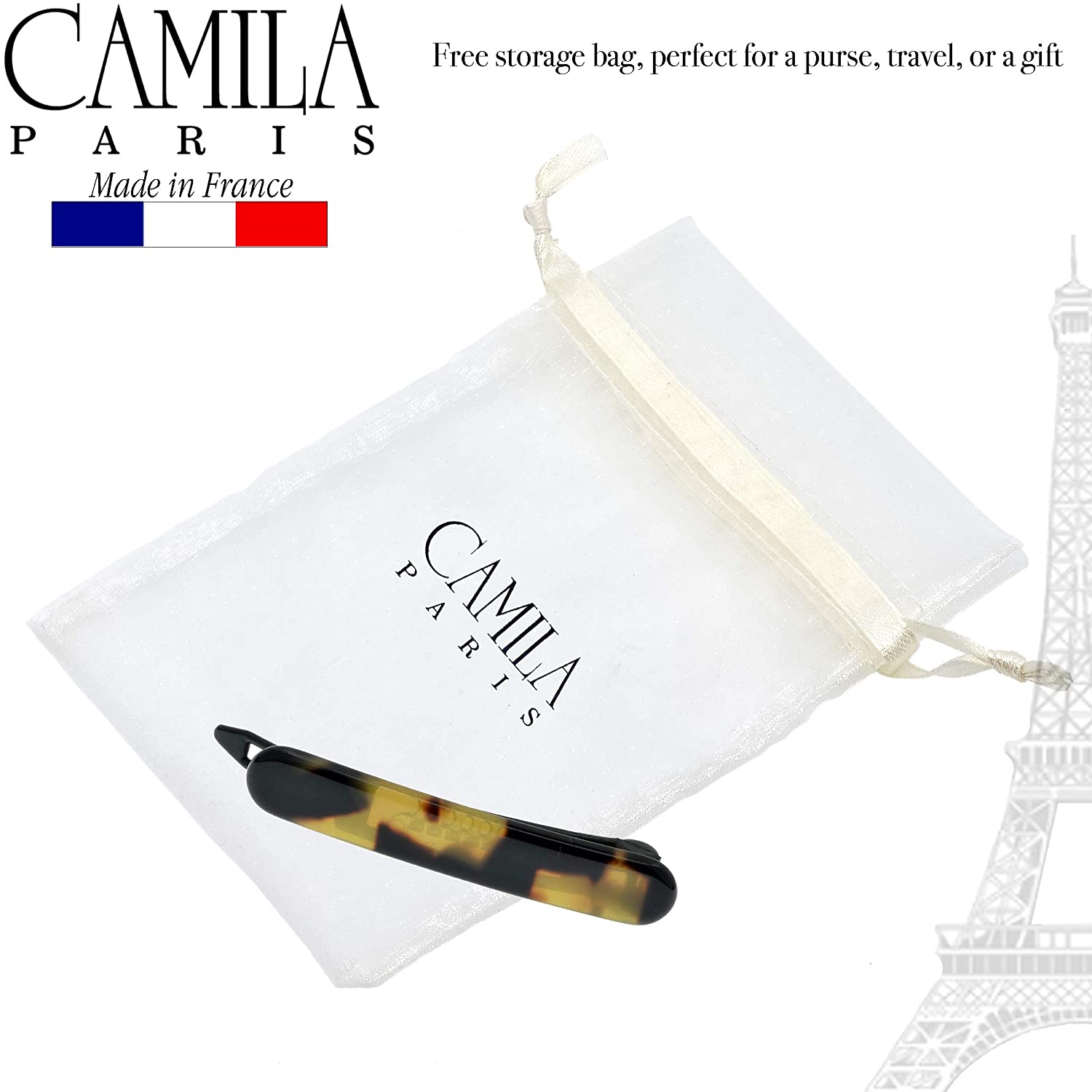 Camila Paris 2.25 Inch Metal-Free French barrette cellulose acetate handmade