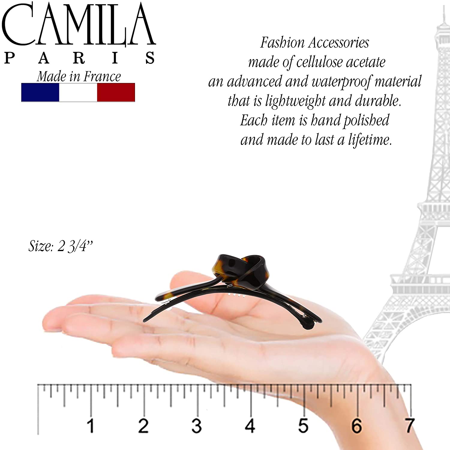 Camila Paris Metal-Free French barrette cellulose acetate handmade