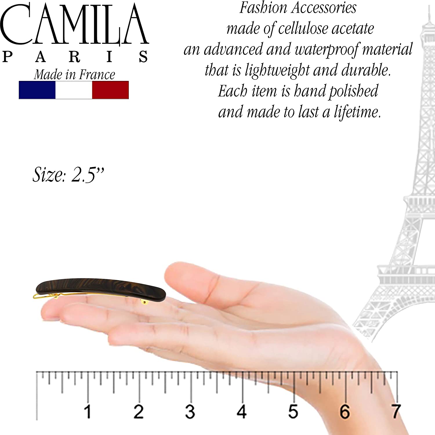 Camila Paris Turquoise French barrette cellulose acetate