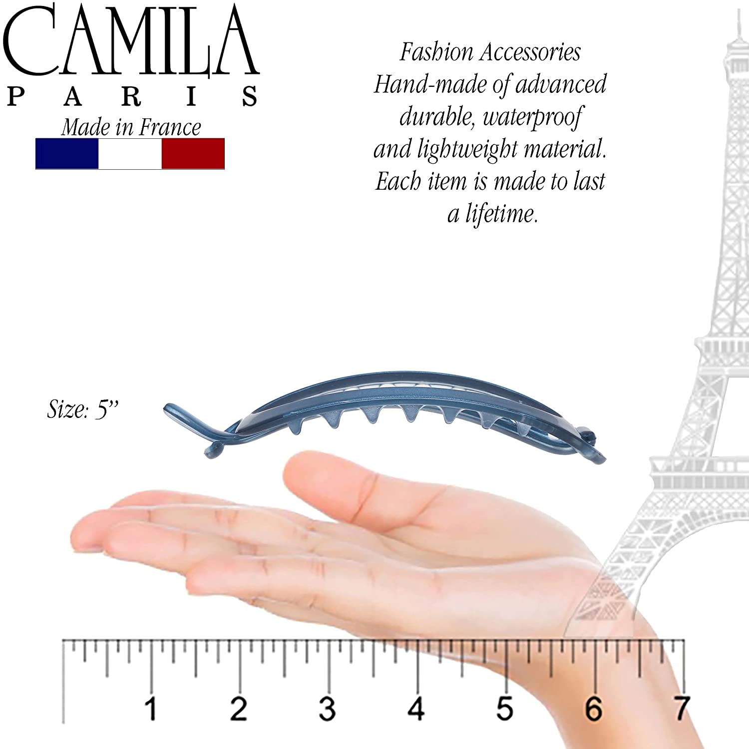 Camila Paris 4.5 Inch Metal-Free French barrette cellulose acetate